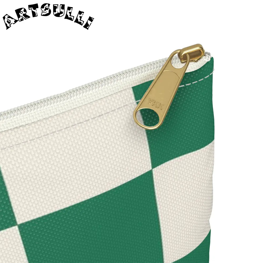 JAKKOUTTHEBXX Checkerboard Dark Green Accessory Pouch JAKKOUTTHEBXX