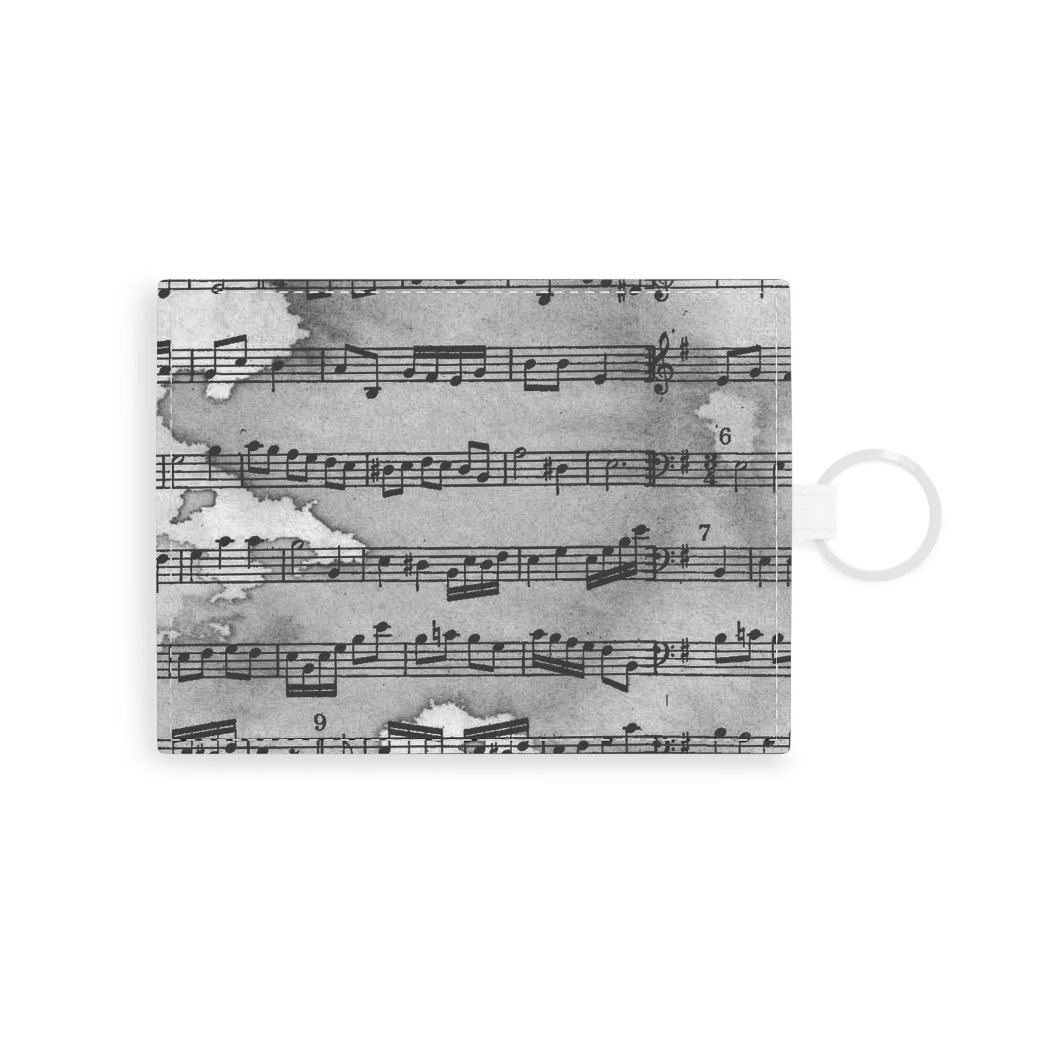 Drip Spill Type Beat Sheet Music Black Saffiano Leather Card Holder, Artsulli - Art is Long, Life is Short, Accessories, Size, One size, Color, White, , , 60759324948848853093