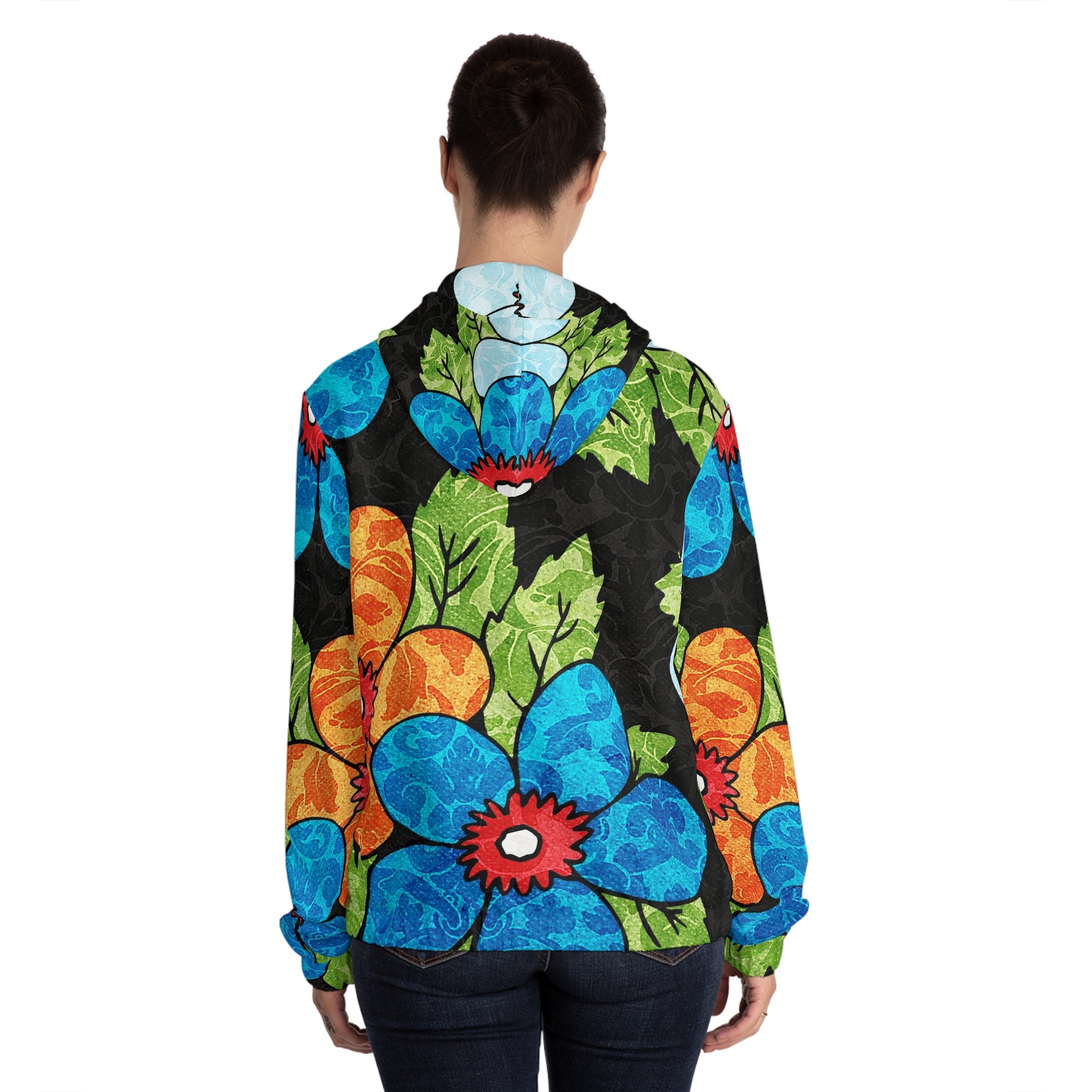 Groovy Black Floral Kl Women’s Full-Zip Hoodie (AOP), Artsulli - Art is Long, Life is Short, All Over Prints, , , , , , , 