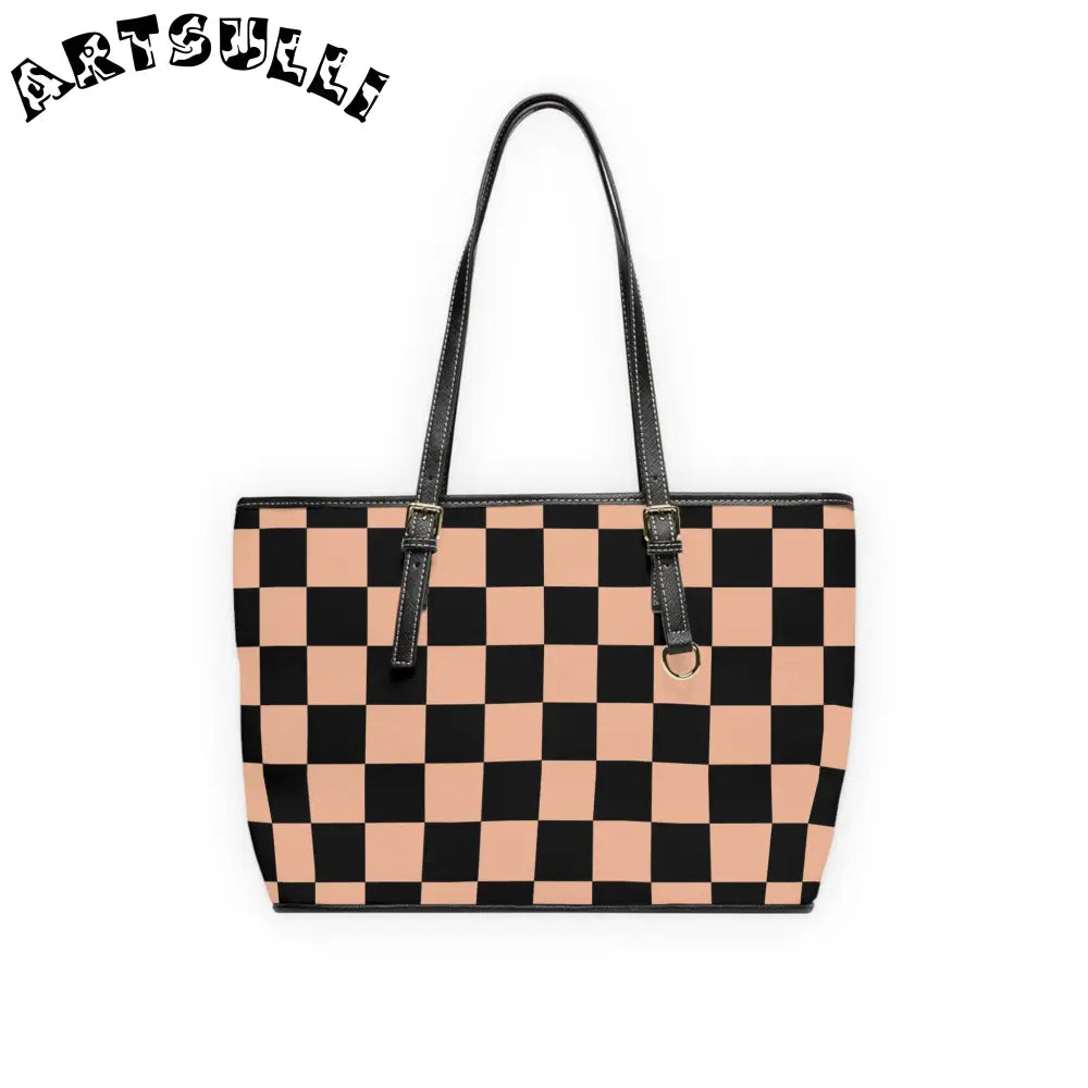 JAKKOUTTHEBXX Checkerboard Soft Orange and Black PU Leather Shoulder