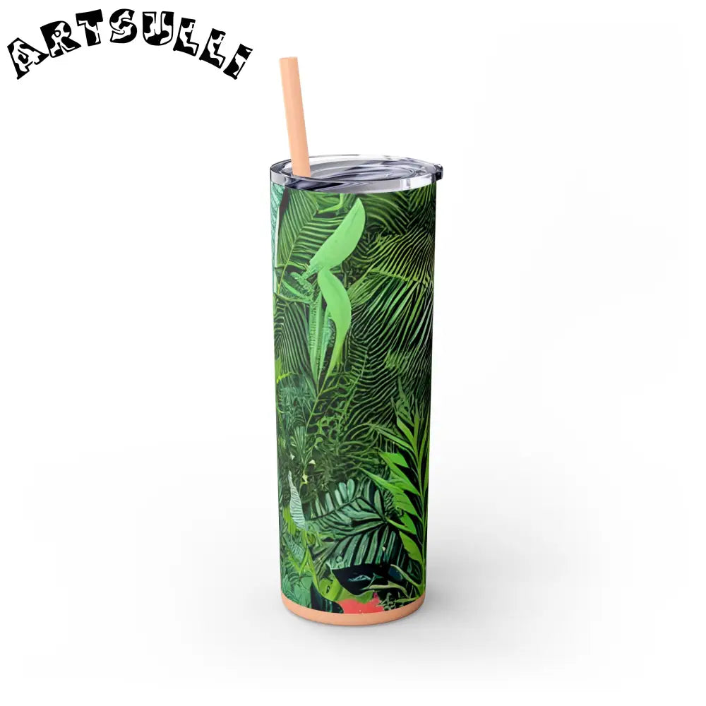 JAKKOUTTHEBXX White Tropical Leaf and Flower Tumbler JAKKOUTTHEBXX