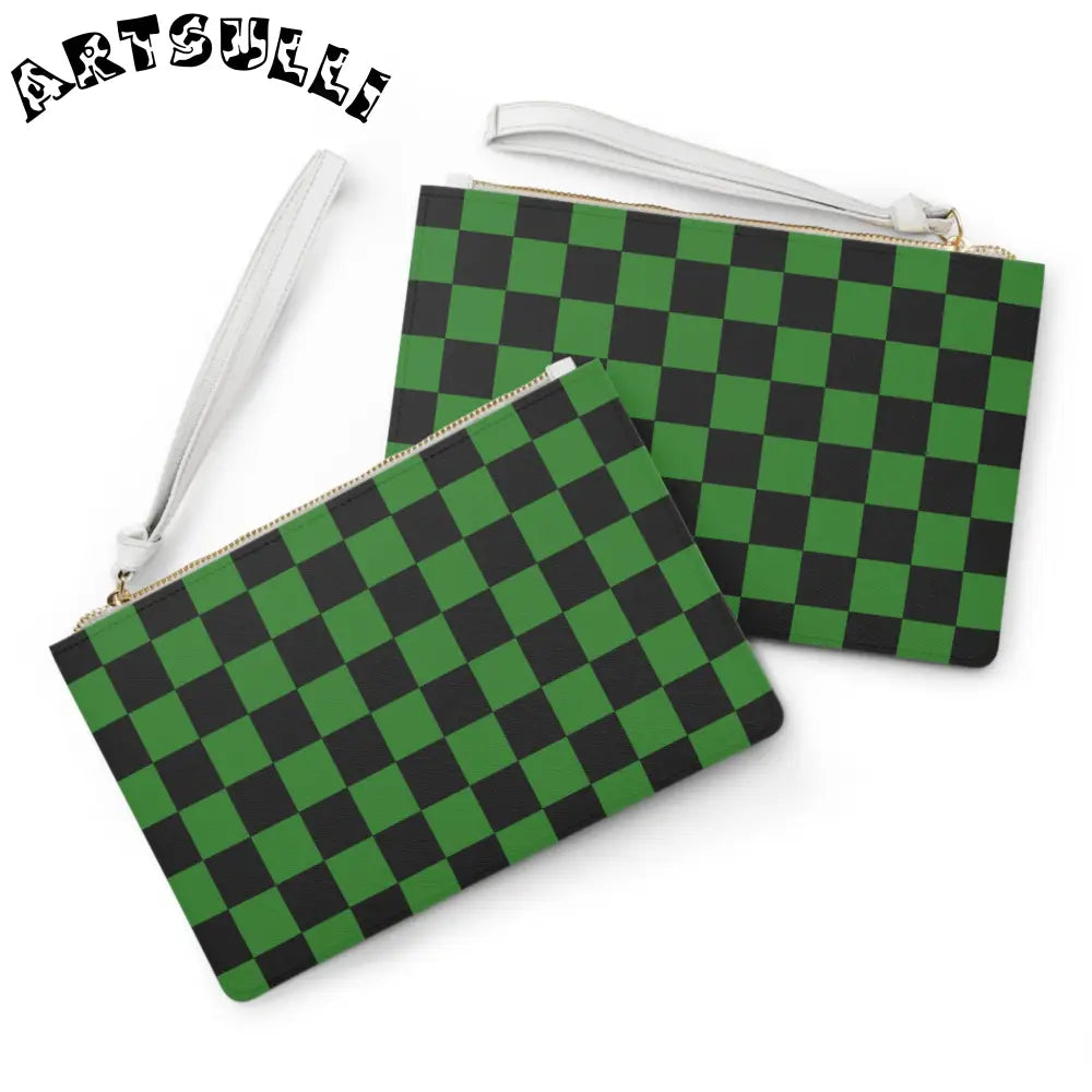 JAKKOUTTHEBXX Checkerboard Green and Black Clutch Bag JAKKOUTTHEBXX