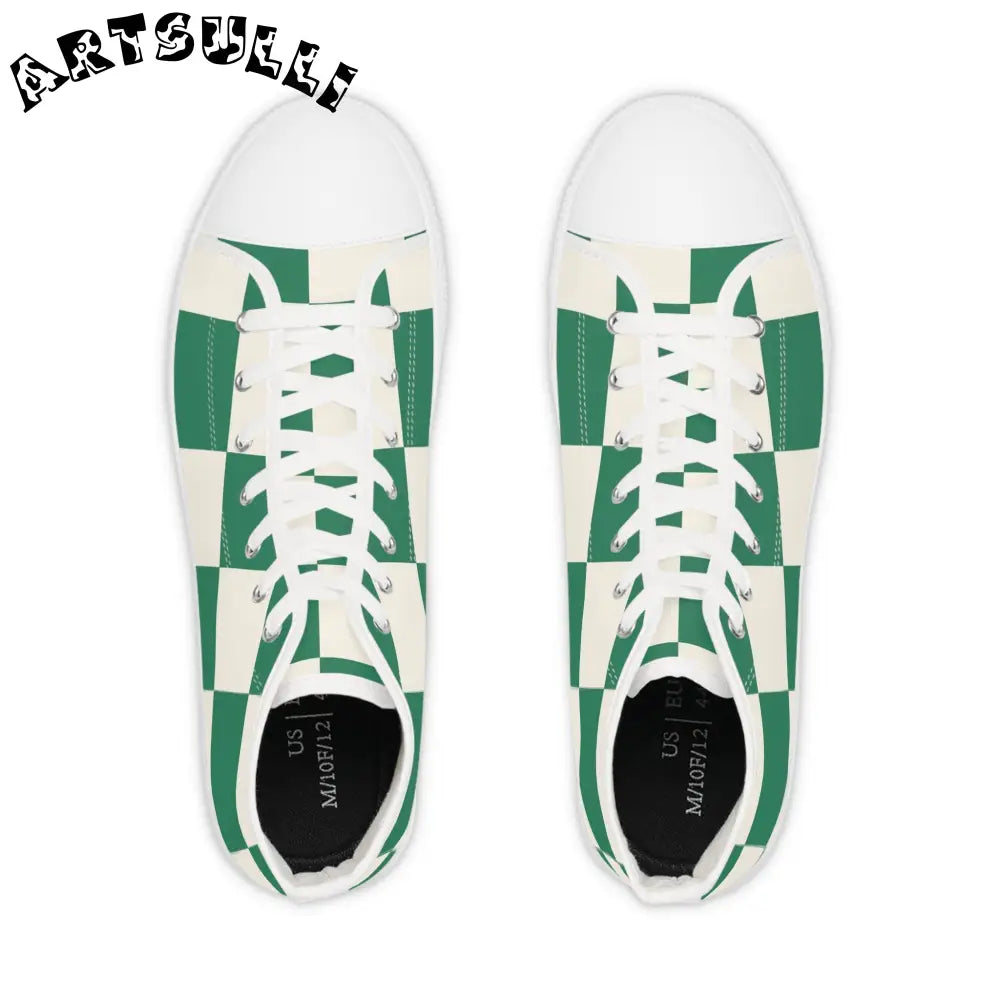 JAKKOUTTHEBXX Checkerboard Dark Green Men’s High Top Sneakers