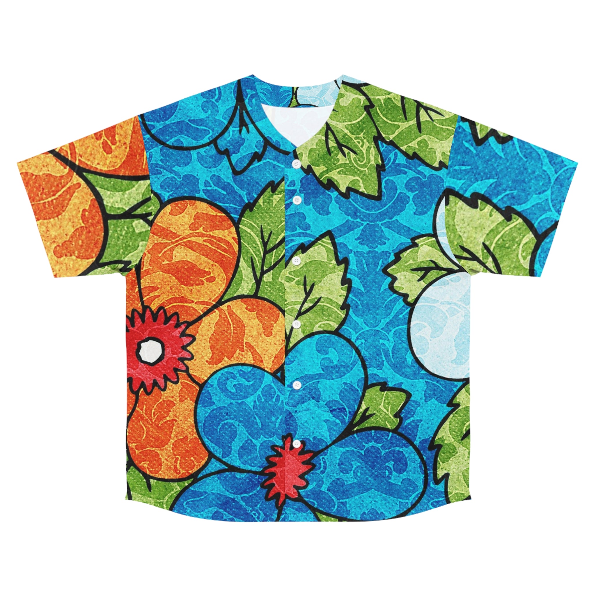 Blue Orange Groovy Men's Baseball Jersey (AOP), Artsulli - Art is Long, Life is Short, All Over Prints, Size, S, Color, Seam thread color automatically matched to design, , , 14755985263957272789