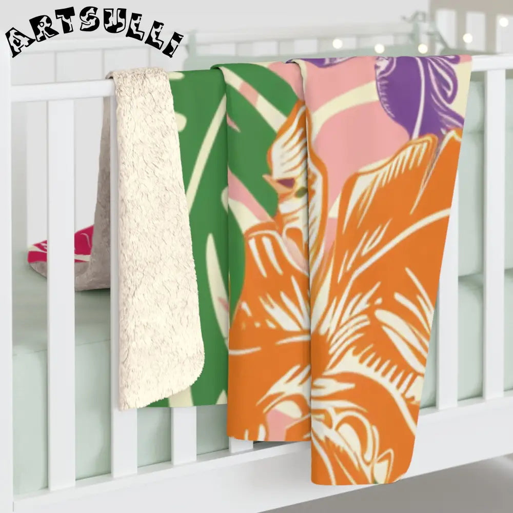 JAKKOUTTHEBXX Tropical Floral Cozy Fleece Blanket - JAKKOUTTHEBXX