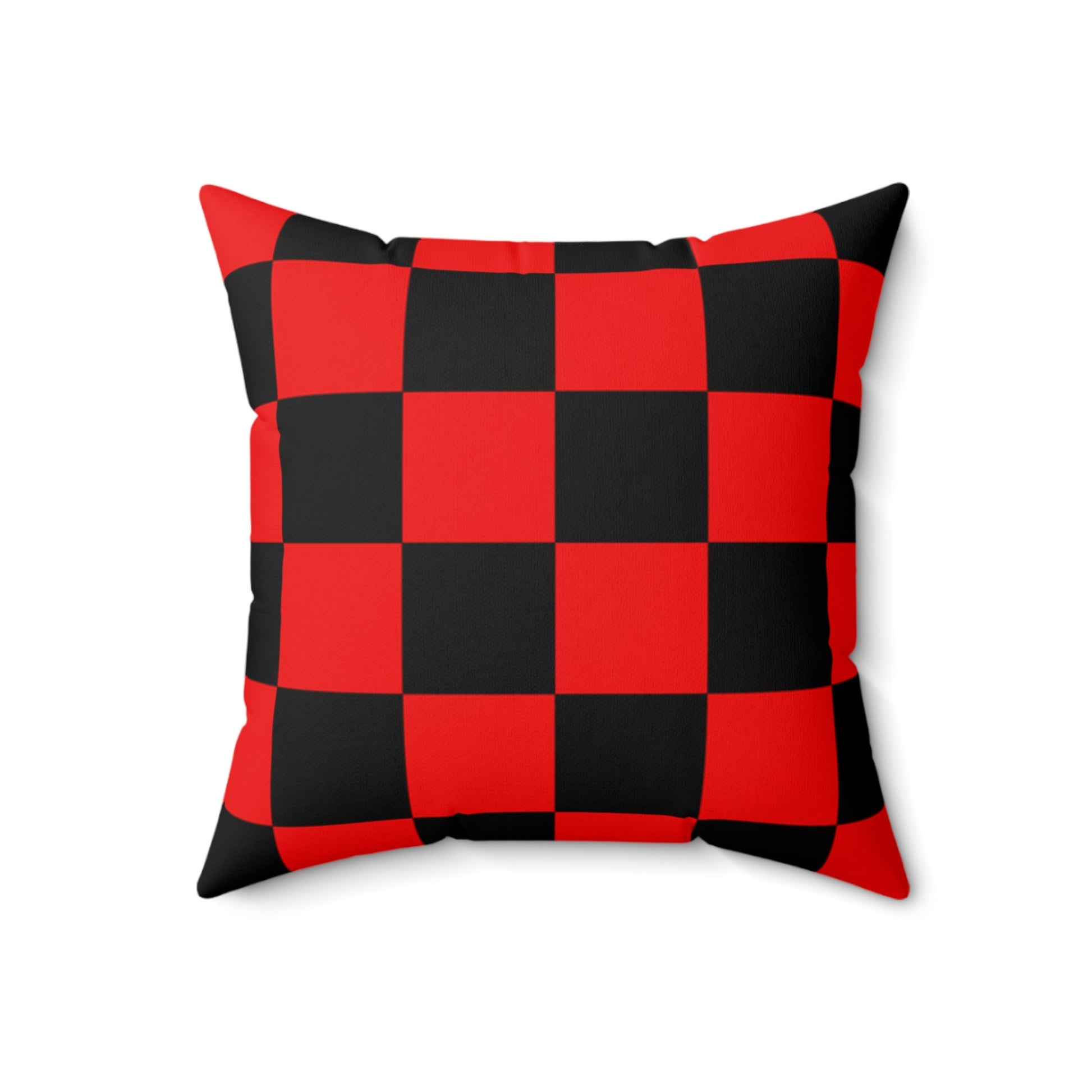 Checkerboard Red and Black Spun Polyester Square Pillow, Artsulli - Art is Long, Life is Short, Home Decor, Size, 18" × 18", , , , , 31813758799006449658