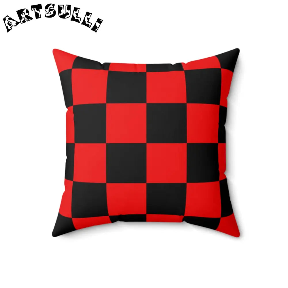 JAKKOUTTHEBXX Checkerboard Red and Black Spun Polyester Square