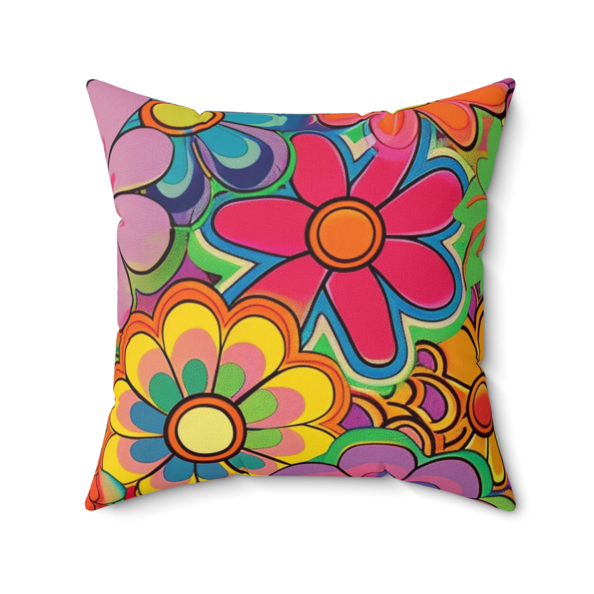Chromatic Daisy Dream Spun Polyester Square Pillow, Artsulli - Art is Long, Life is Short, Home Decor, Size, 20" × 20", , , , , 24032755802340437136