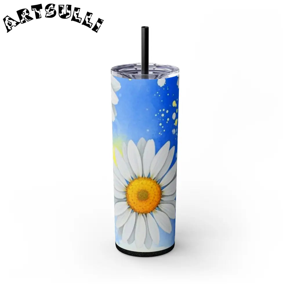 JAKKOUTTHEBXX Daisies Skinny Tumbler with Straw 20oz JAKKOUTTHEBXX