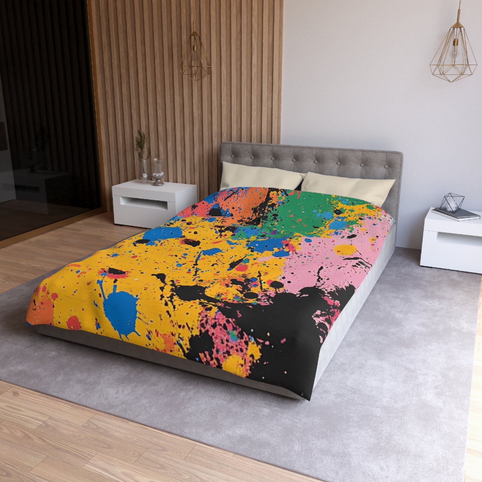 The Colors Of Paint Splatter Microfiber Duvet Cover, Artsulli - Art is Long, Life is Short, Home Decor, , , , , , , 