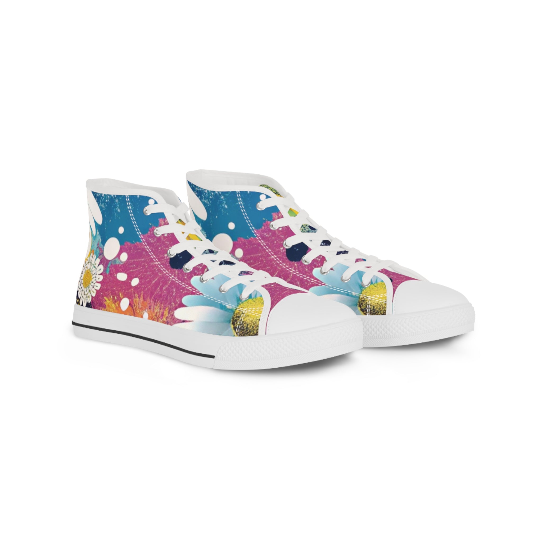 Magical Flower Explosion III Multi-Color Men's High Top Sneakers, Artsulli - Art is Long, Life is Short, Shoes, Size, US 5, Color, White sole, , , 96892309311593465800