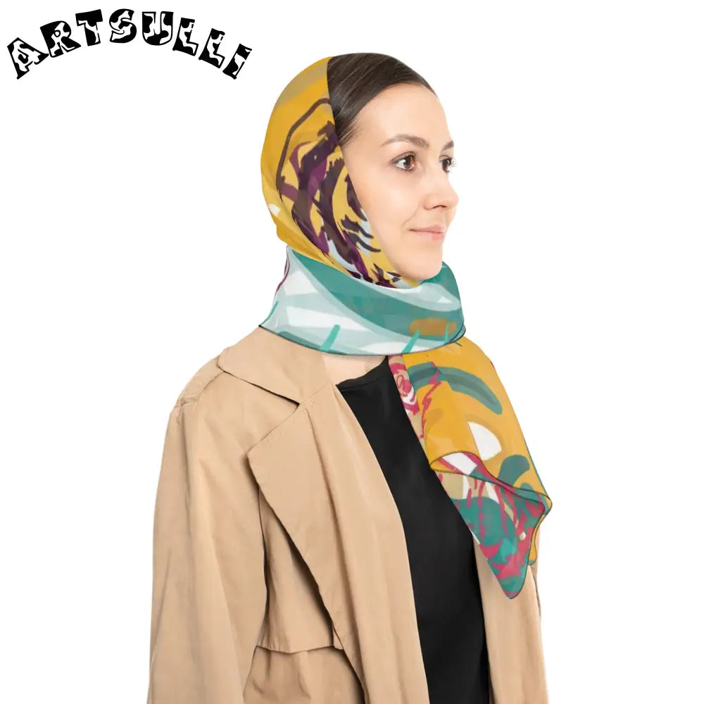 JAKKOUTTHEBXX Tropical Jungle Tigers Brown and Green Poly Scarf