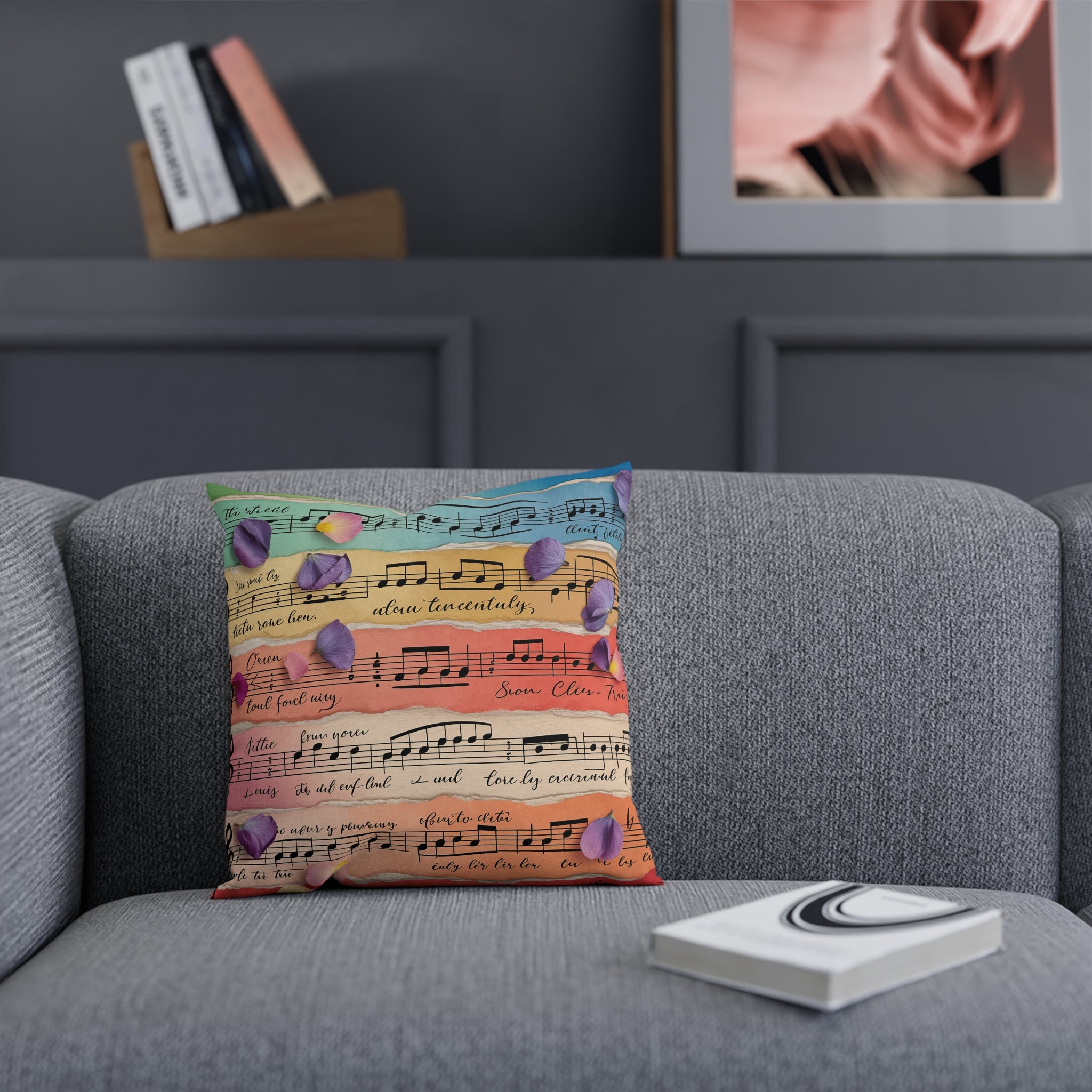 Torn Type Beat Sheet Music Multi-Color Cushion, Artsulli - Art is Long, Life is Short, Home Decor, , , , , , , 