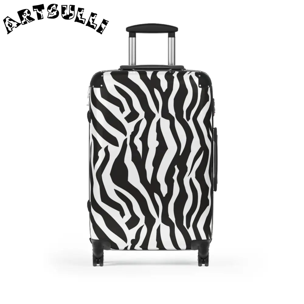JAKKOUTTHEBXX Black and White Zebra Print Spinner Suitcase
