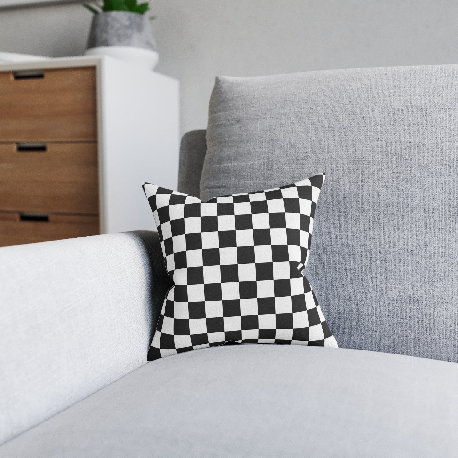 Checkerboard White and Black Square Pillow, Artsulli - Art is Long, Life is Short, Home Decor, , , , , , , 