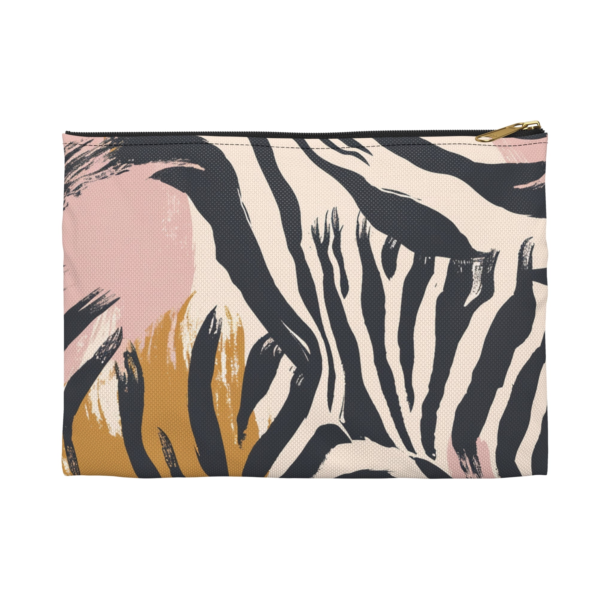 Zebra Brush Strokes Accessory Pouch, Artsulli - Art is Long, Life is Short, Bags, Size, Small, Color, Black zipper, , , 17506408604381