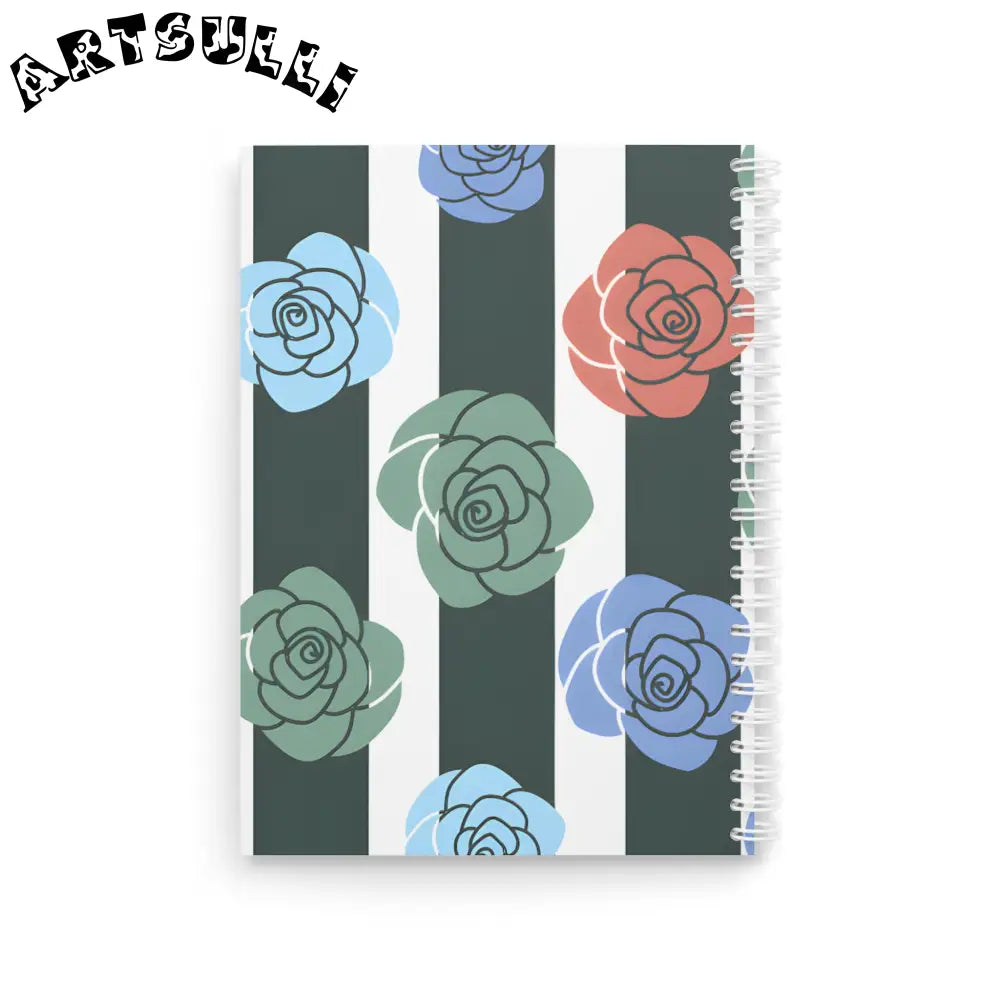 JAKKOUTTHEBXX Stripes x Roses Black and White Spiral Notebook