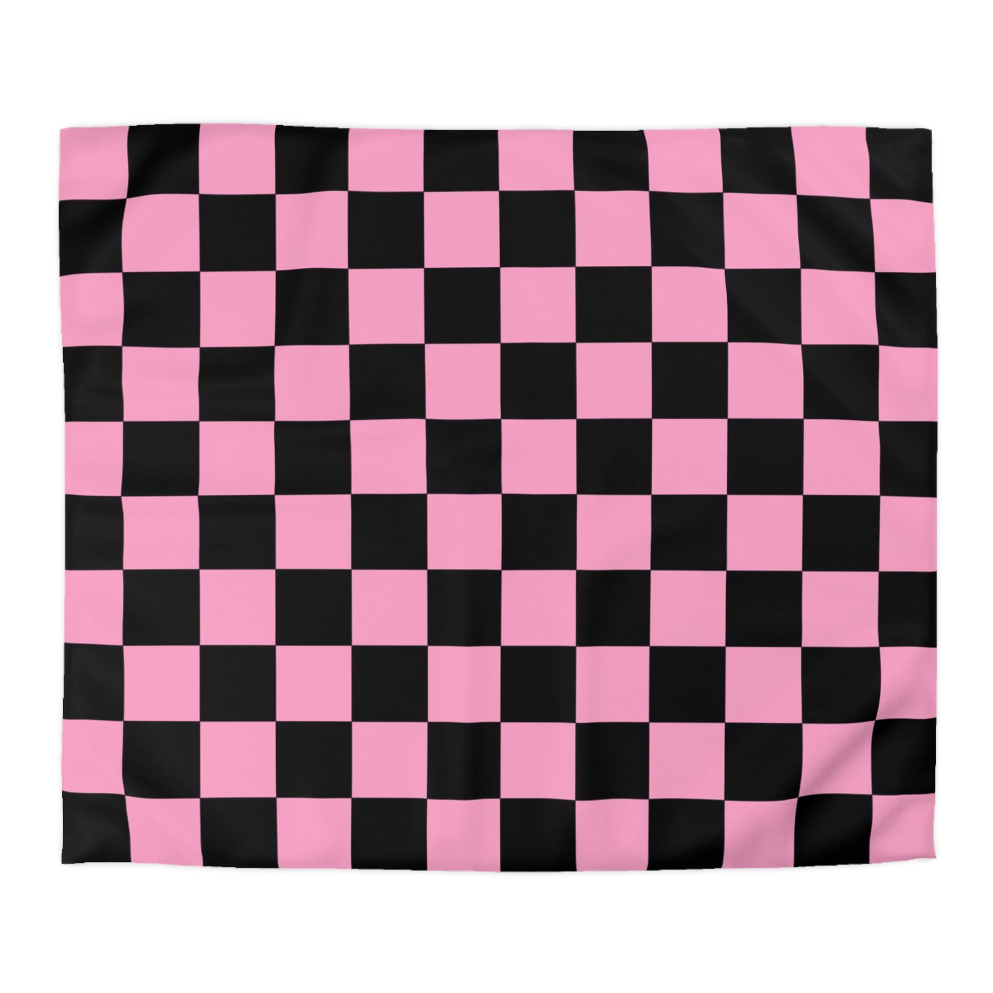 Checkerboard Black and Pink Microfiber Duvet Cover, Artsulli - Art is Long, Life is Short, Home Decor, Size, King, Color, White, , , 93320734402330633474
