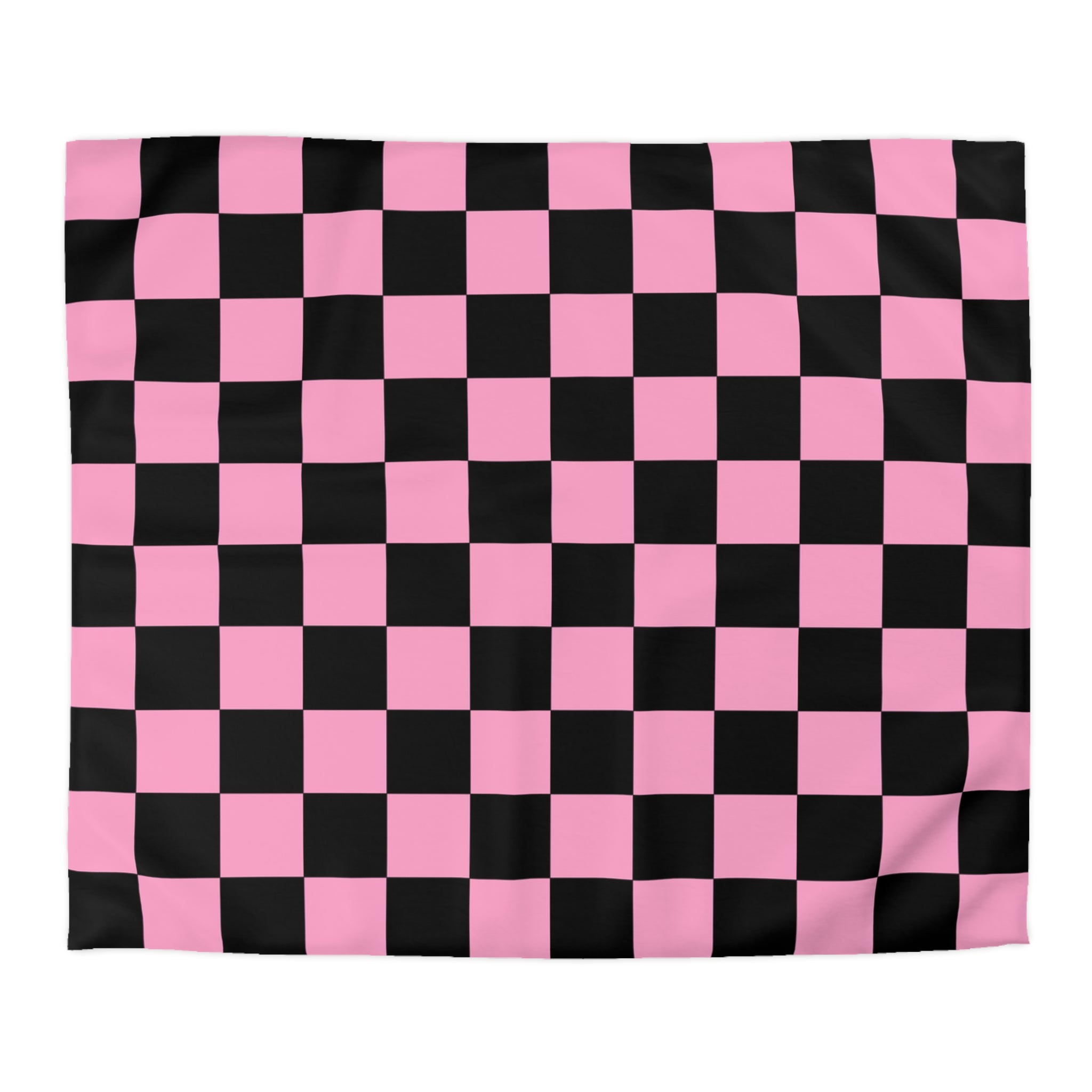 Checkerboard Black and Pink Microfiber Duvet Cover, Artsulli - Art is Long, Life is Short, Home Decor, Size, King, Color, White, , , 93320734402330633474