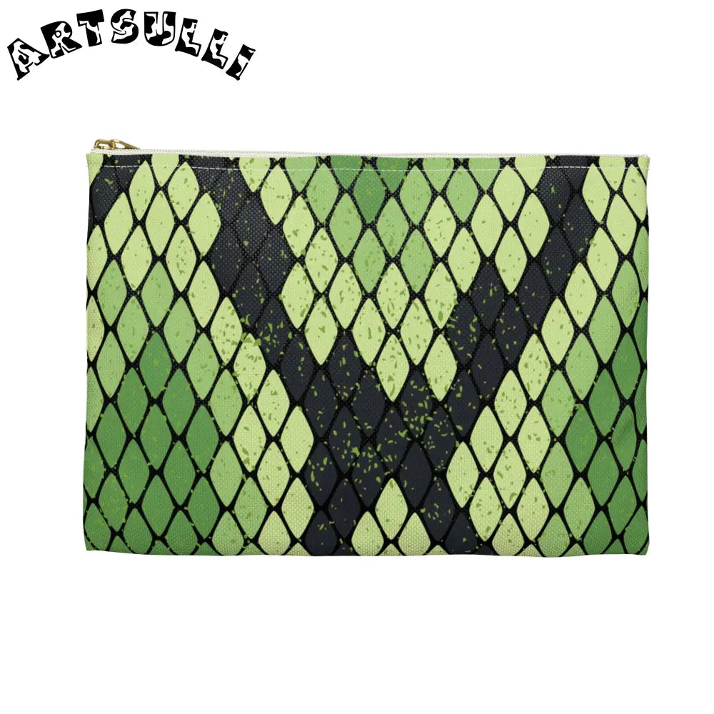 JAKKOUTTHEBXX Snake Skin Green and Black Accessory Pouch