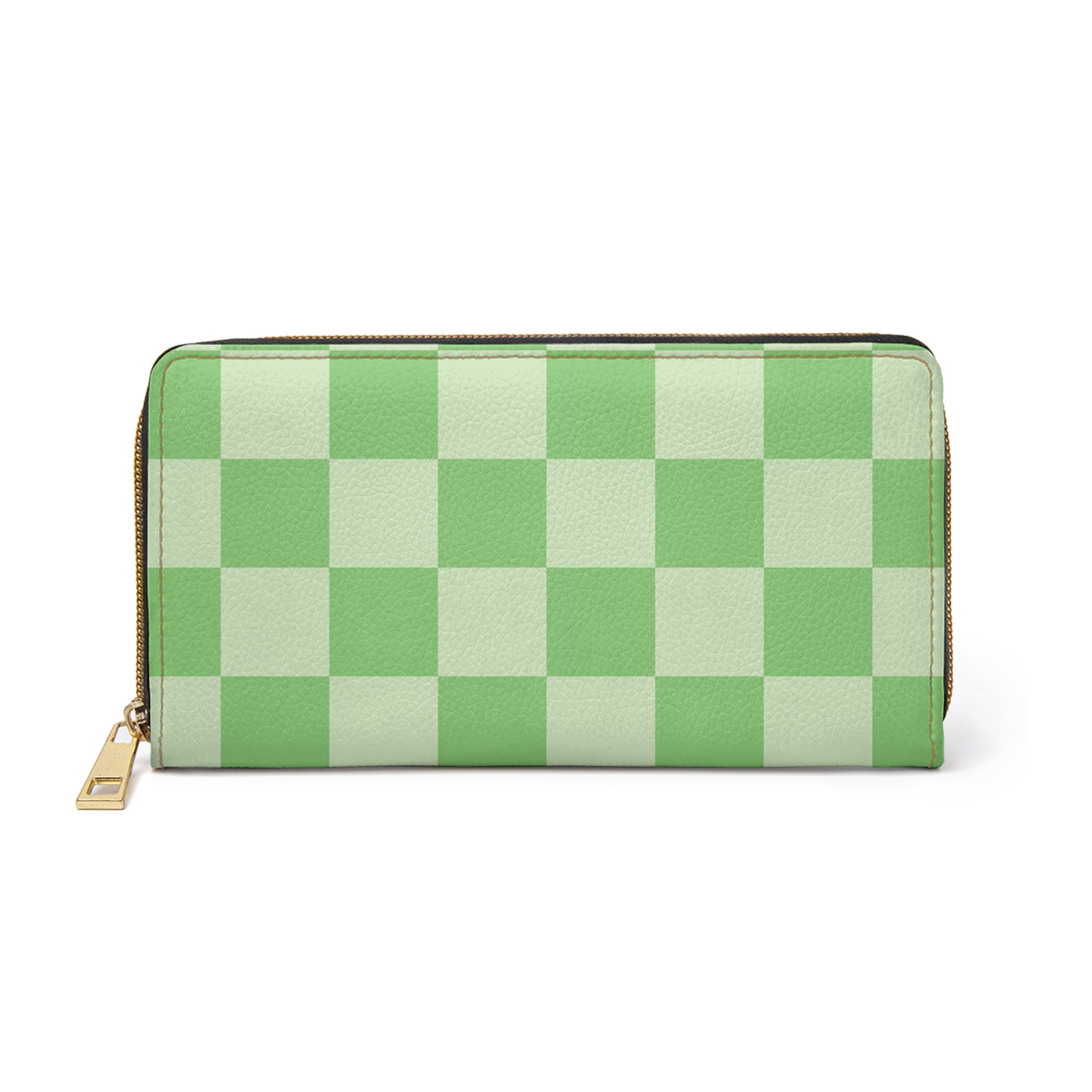 Checkerboard Green Zipper Wallet, Artsulli - Art is Long, Life is Short, Accessories, Size, One size, Color, White, , , 27621522273769351521
