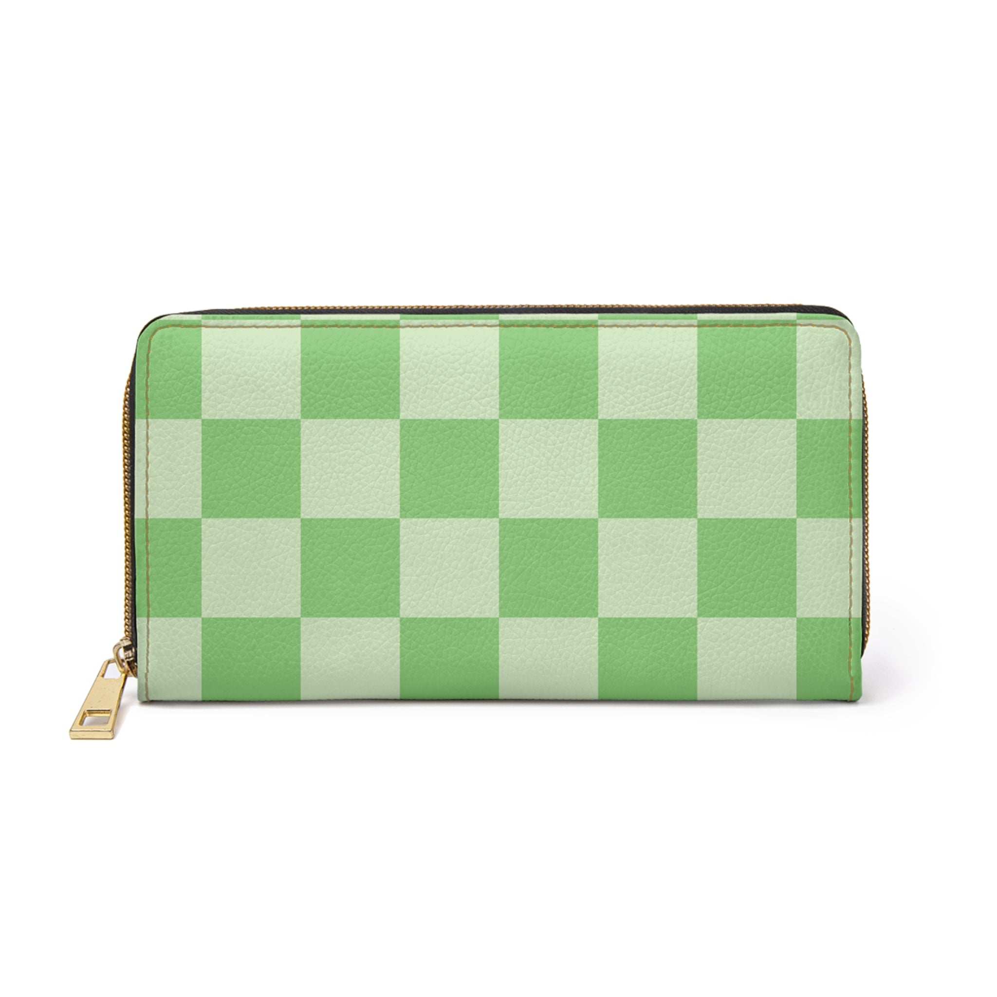 Checkerboard Green Zipper Wallet, Artsulli - Art is Long, Life is Short, Accessories, Size, One size, Color, White, , , 27621522273769351521