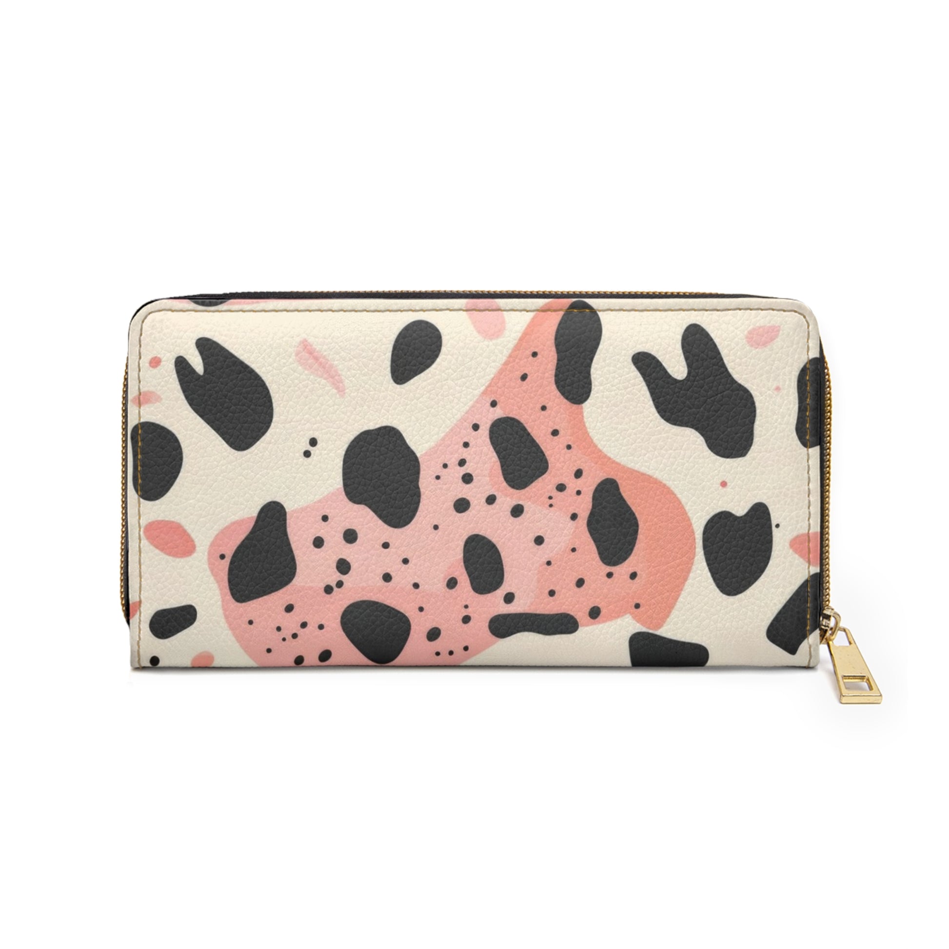 Organic Cow Print Cream and Pink Zipper Wallet, Artsulli - Art is Long, Life is Short, Accessories, , , , , , , 