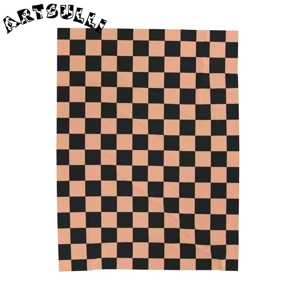 JAKKOUTTHEBXX Checkerboard Soft Orange and Black Velveteen Plush