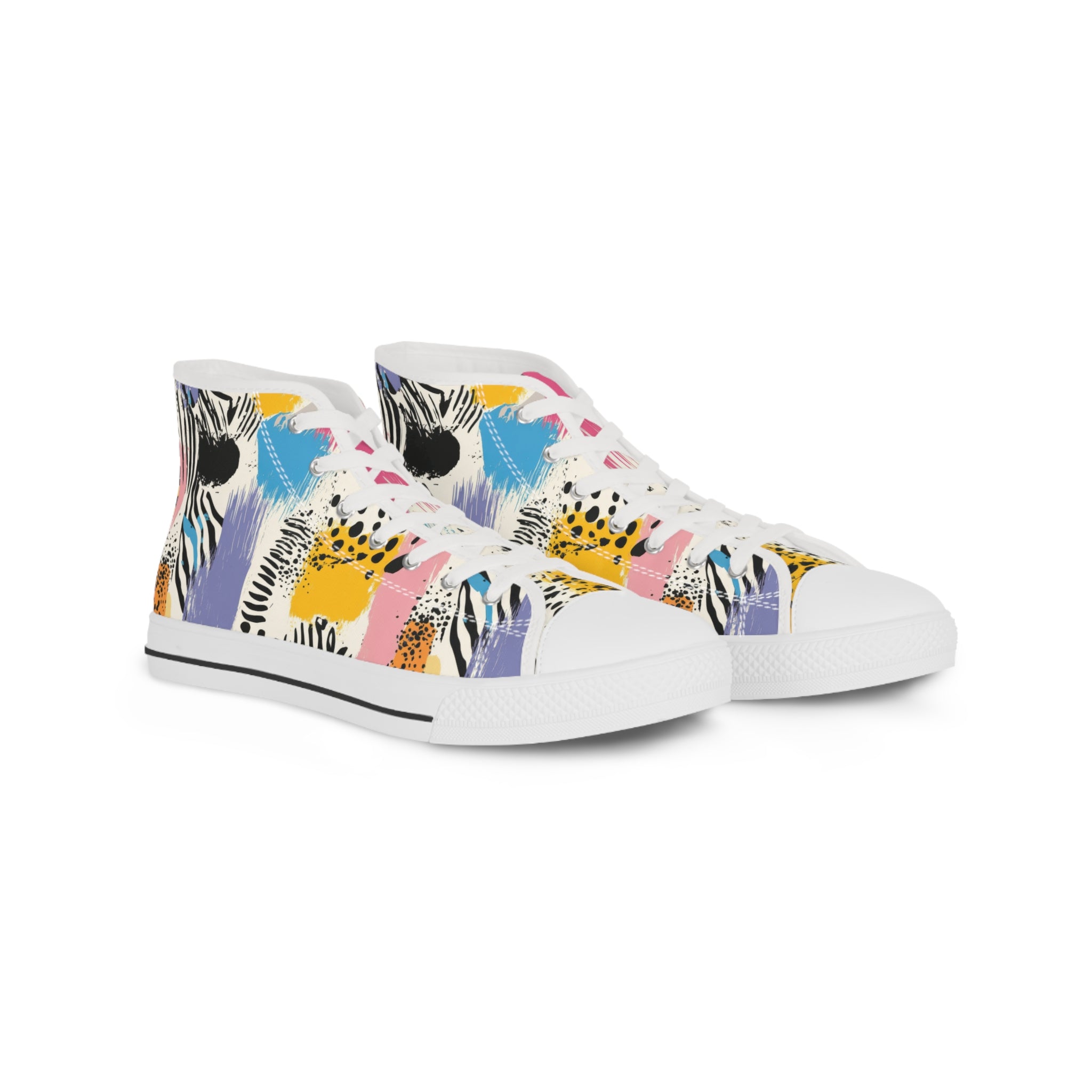 Rae Zebra Rhapsody Men's High Top Sneakers, Artsulli - Art is Long, Life is Short, Shoes, Size, US 5, Color, White sole, , , 10005168513983