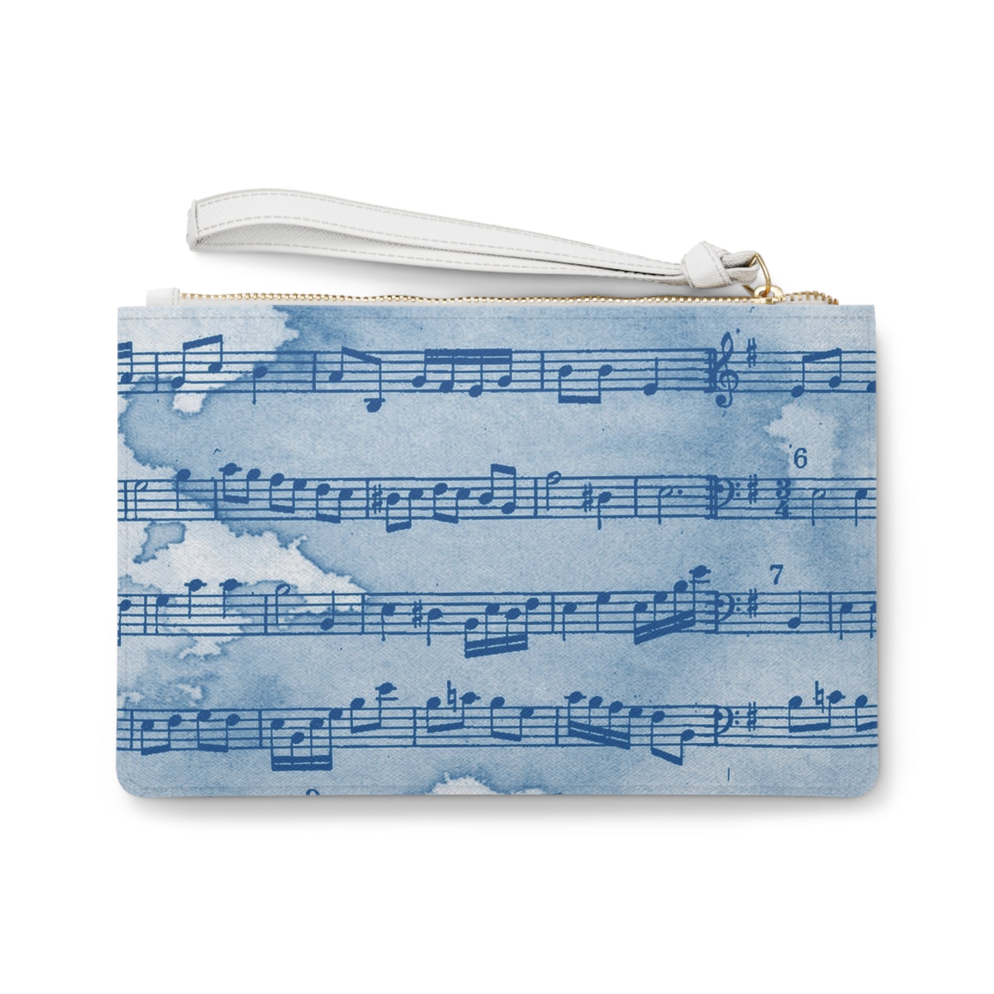 Drip Spill Type Beat Sheet Music Blue Clutch Bag, Artsulli - Art is Long, Life is Short, Bags, , , , , , , 