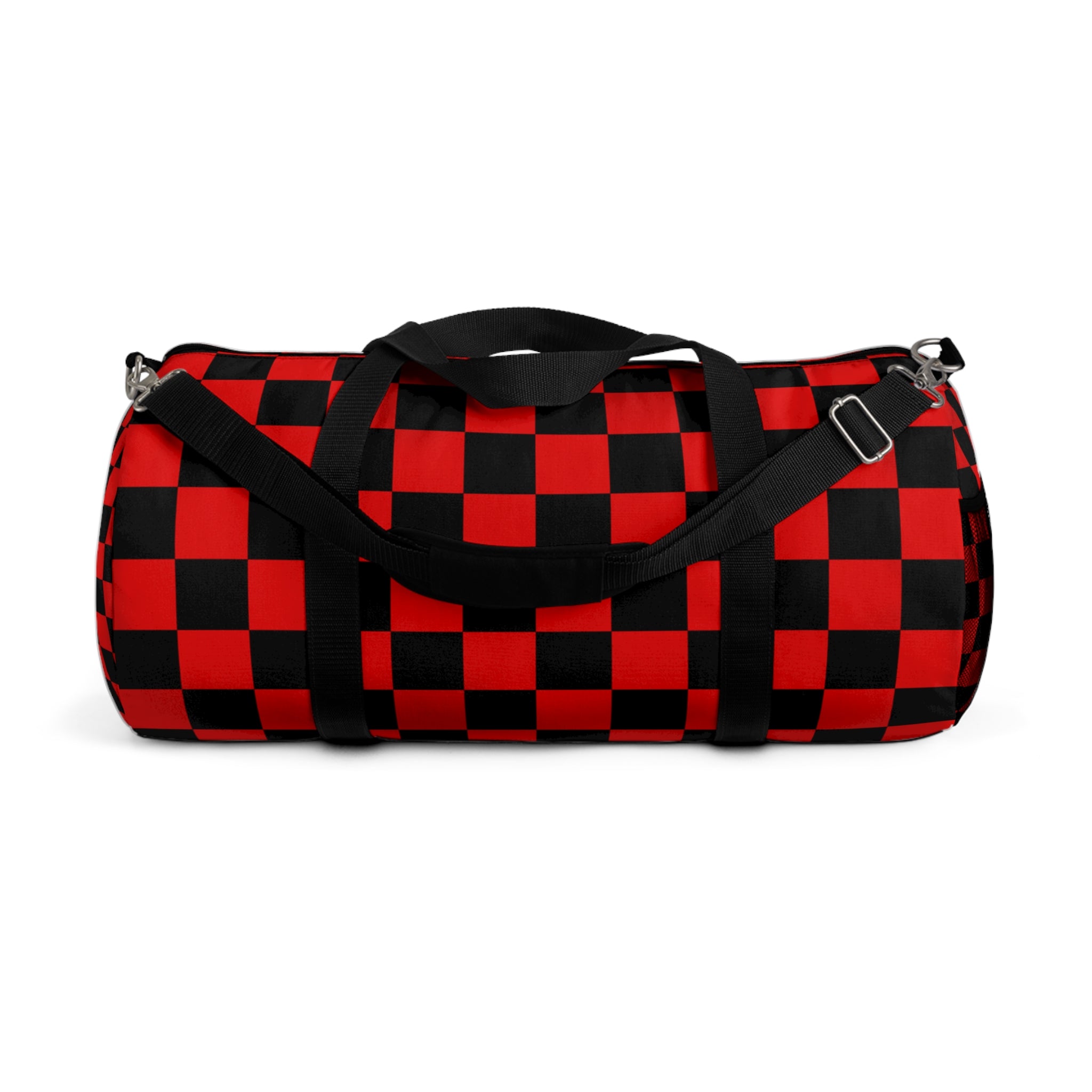 Checkerboard Red and Black Duffel Bag, Artsulli - Art is Long, Life is Short, Bags, Size, Large, , , , , 47080482139572251843