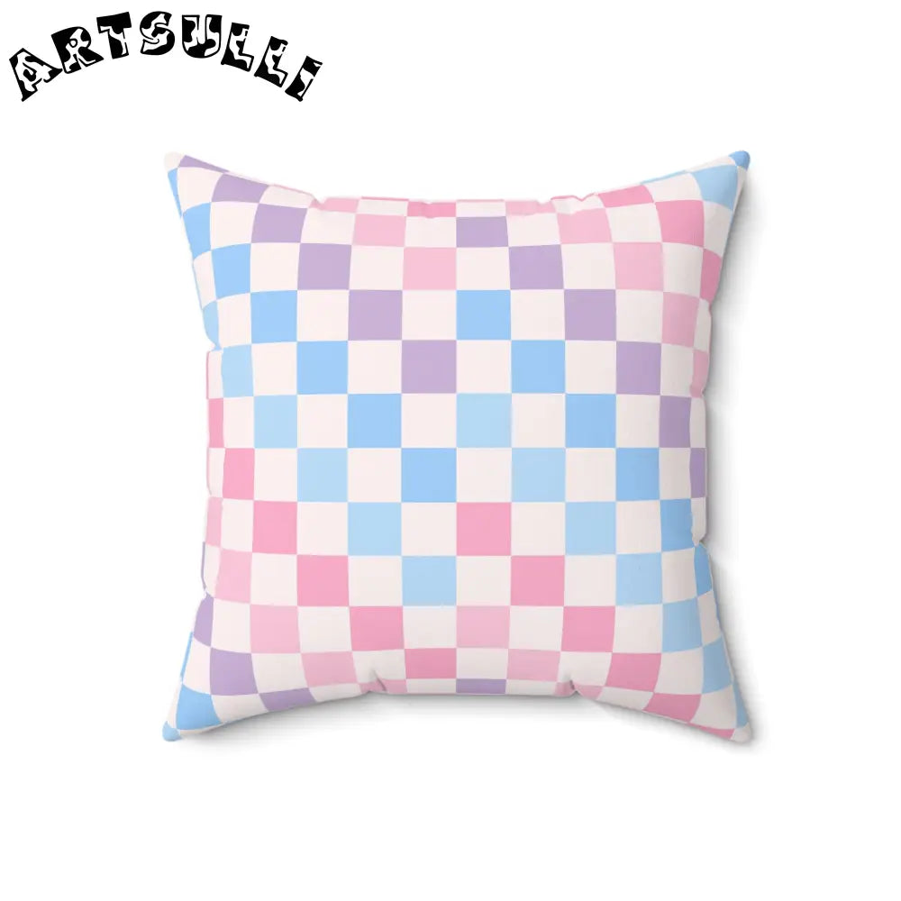 JAKKOUTTHEBXX Checkerboard Pink and Blue Spun Polyester Square