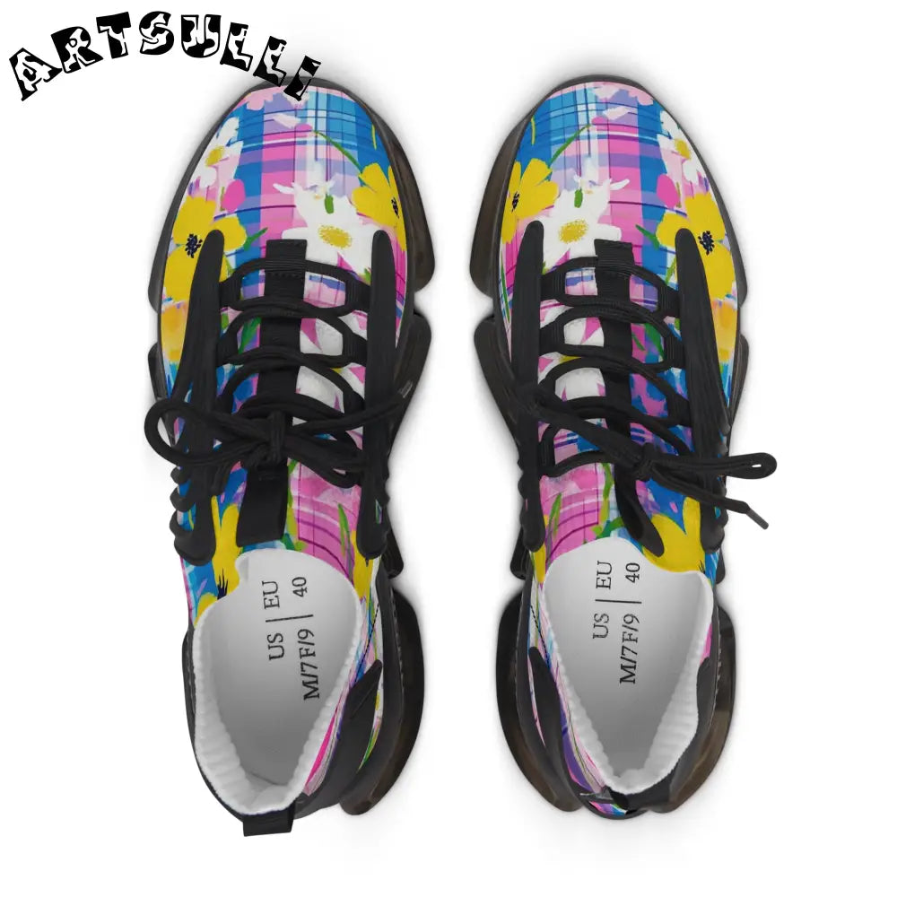 JAKKOUTTHEBXX Plaid Garden Pink and Purple Women’s Mesh Sneakers