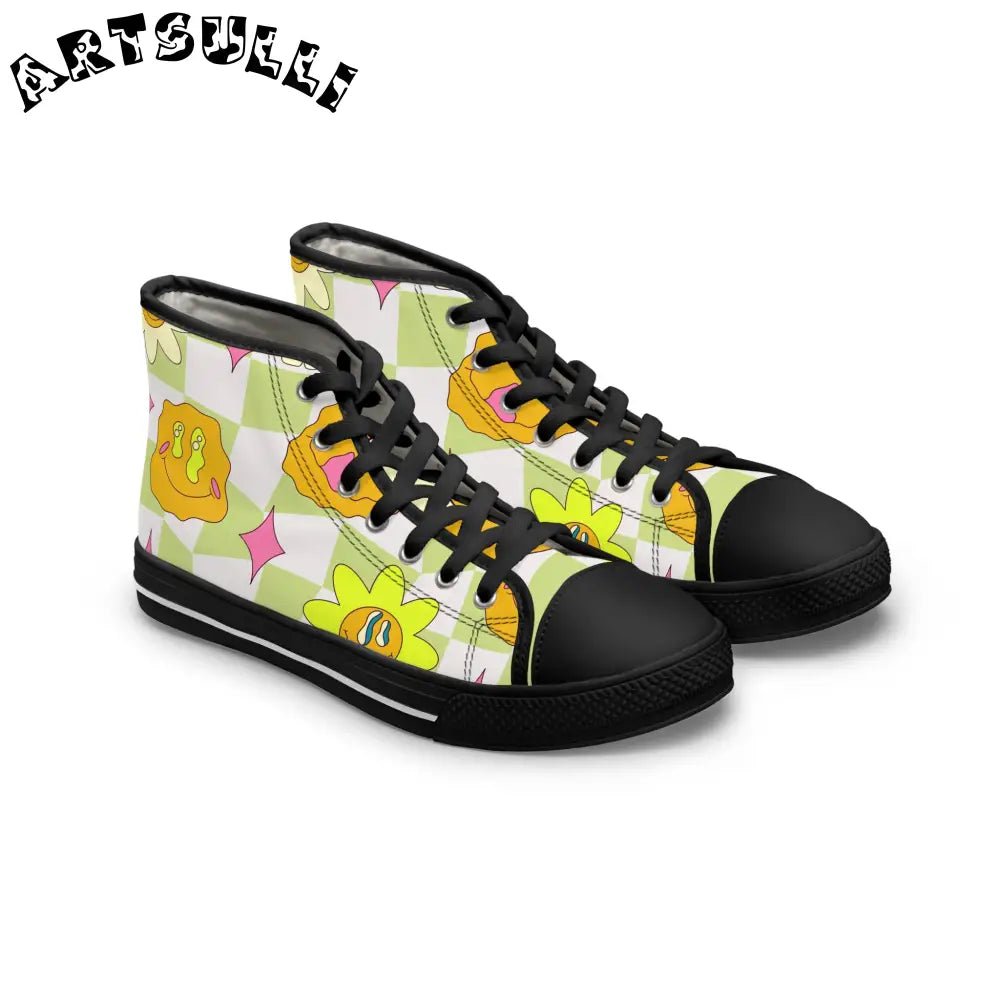 JAKKOUTTHEBXX Sunflower x Checkerboard Trippy Women’s High Top