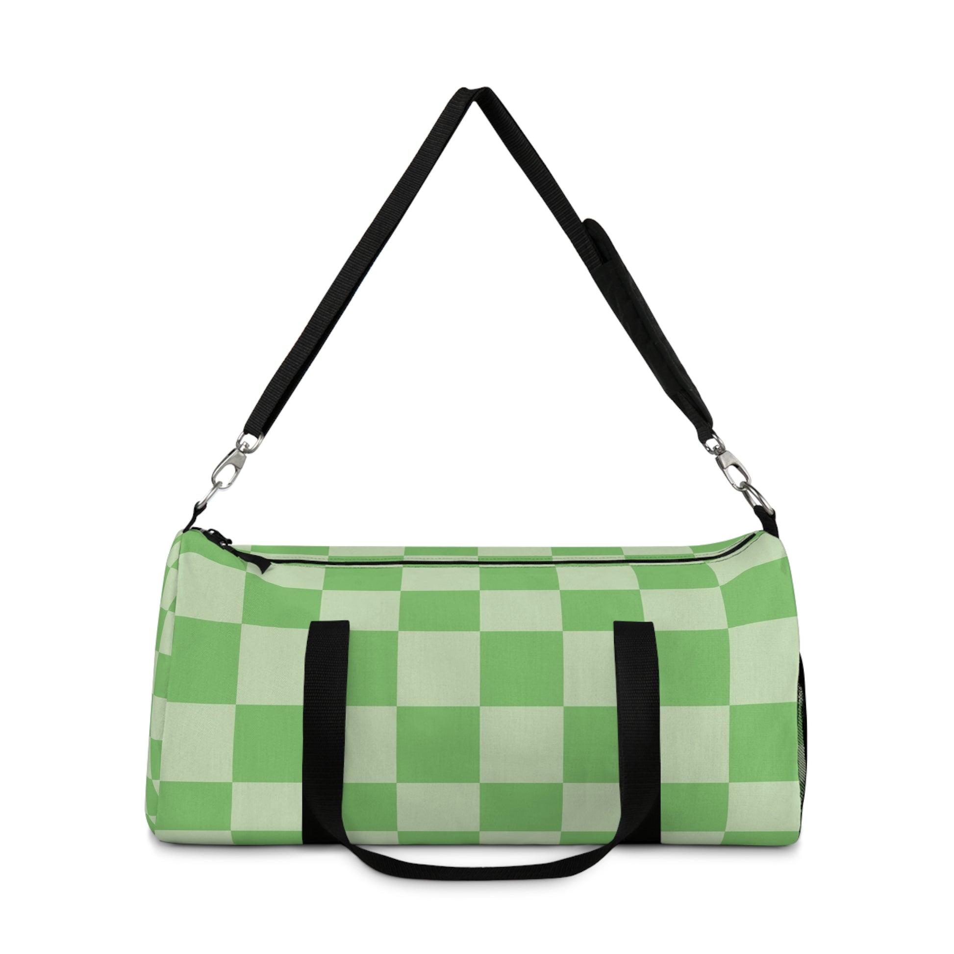 Checkerboard Green Duffel Bag, Artsulli - Art is Long, Life is Short, Bags, , , , , , , 