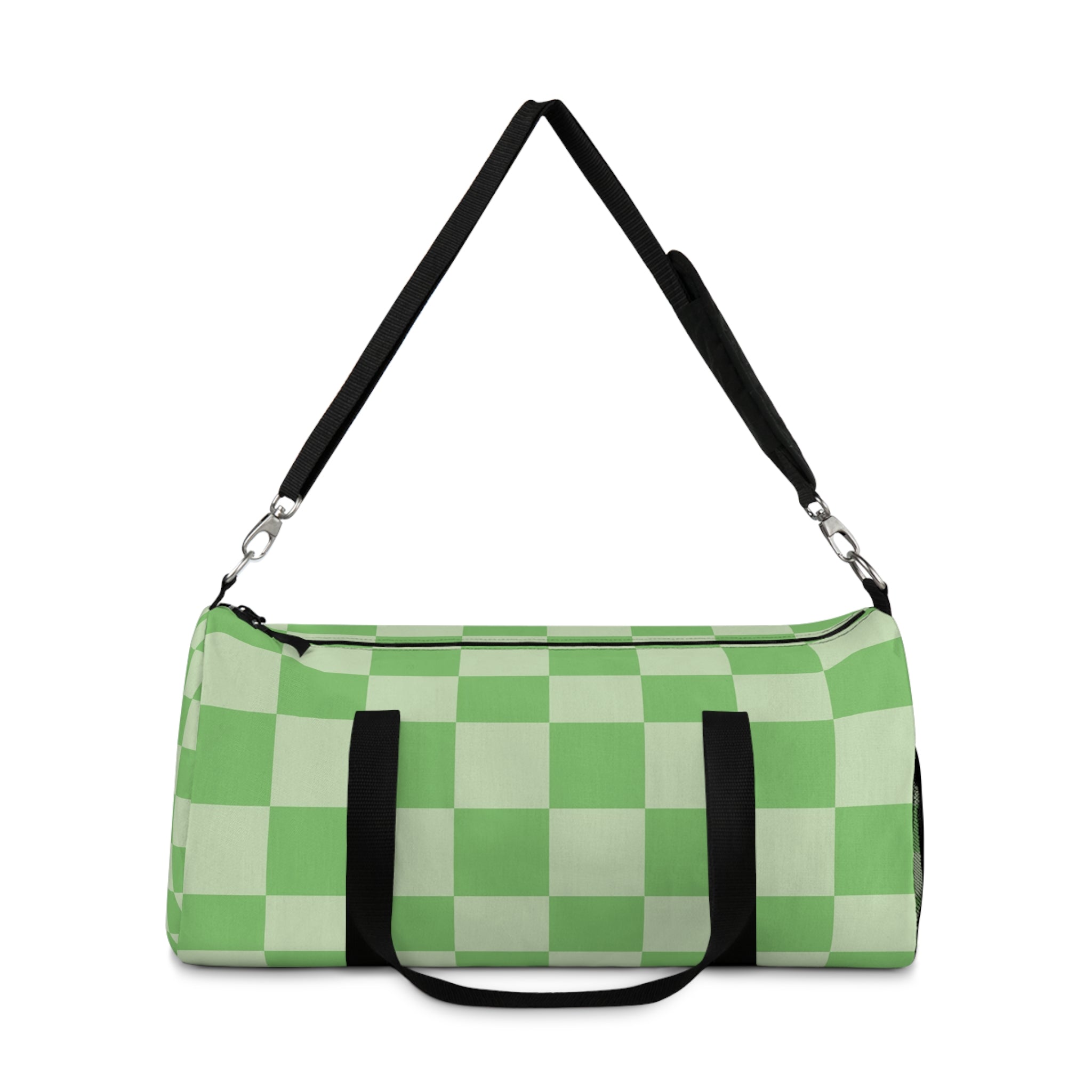 Checkerboard Green Duffel Bag, Artsulli - Art is Long, Life is Short, Bags, , , , , , , 