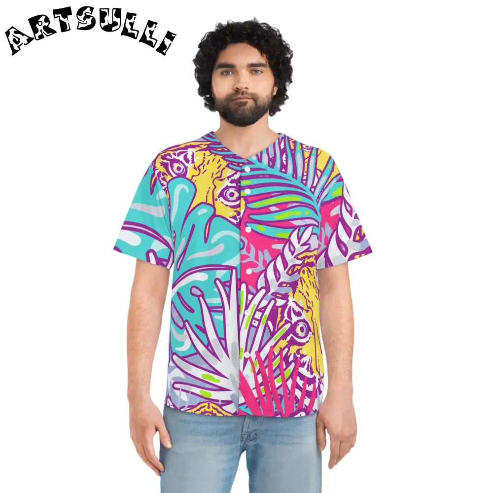 JAKKOUTTHEBXX Tropical Floral Tigers Torquise and Purple Men’s