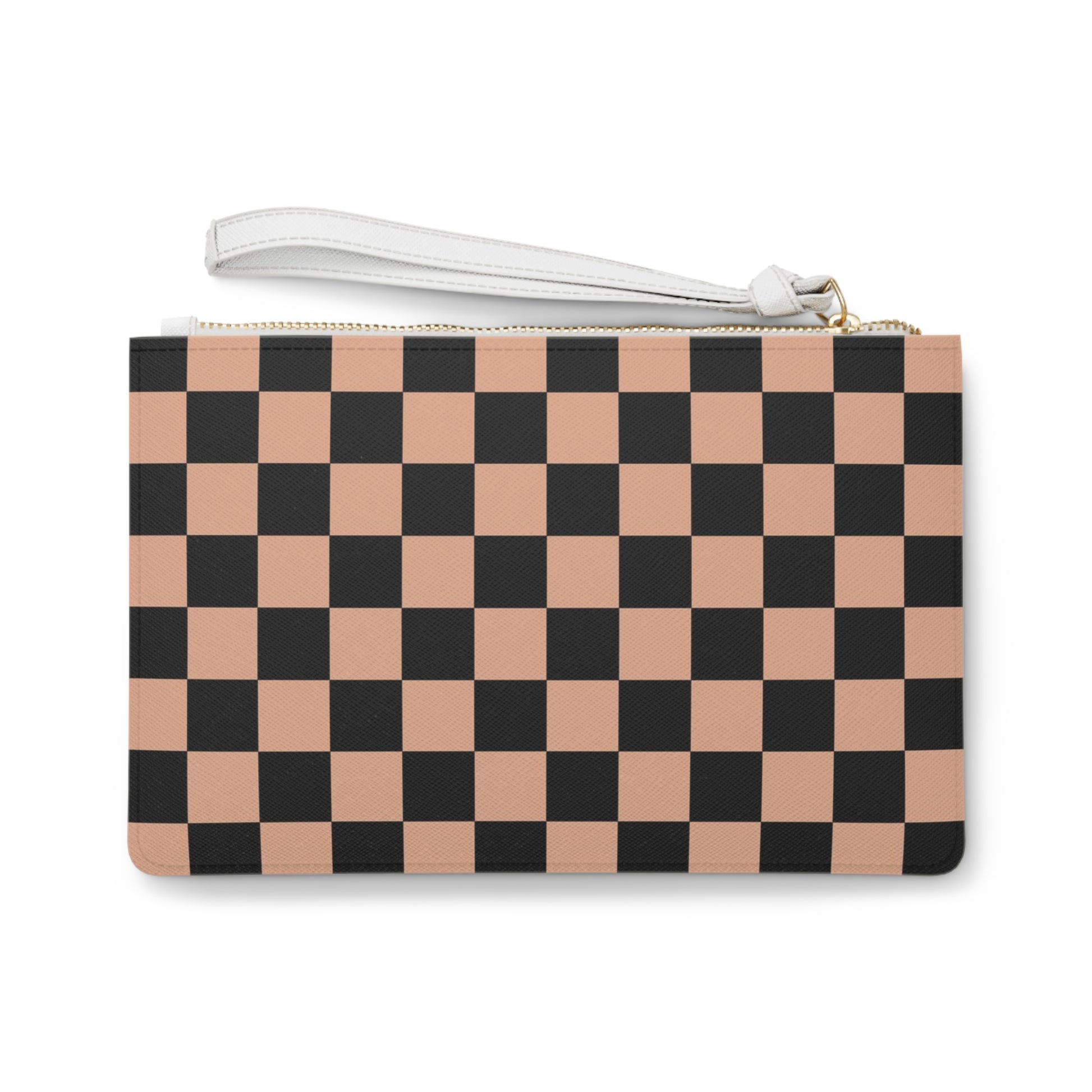 Checkerboard Soft Orange and Black Clutch Bag, Artsulli - Art is Long, Life is Short, Bags, , , , , , , 
