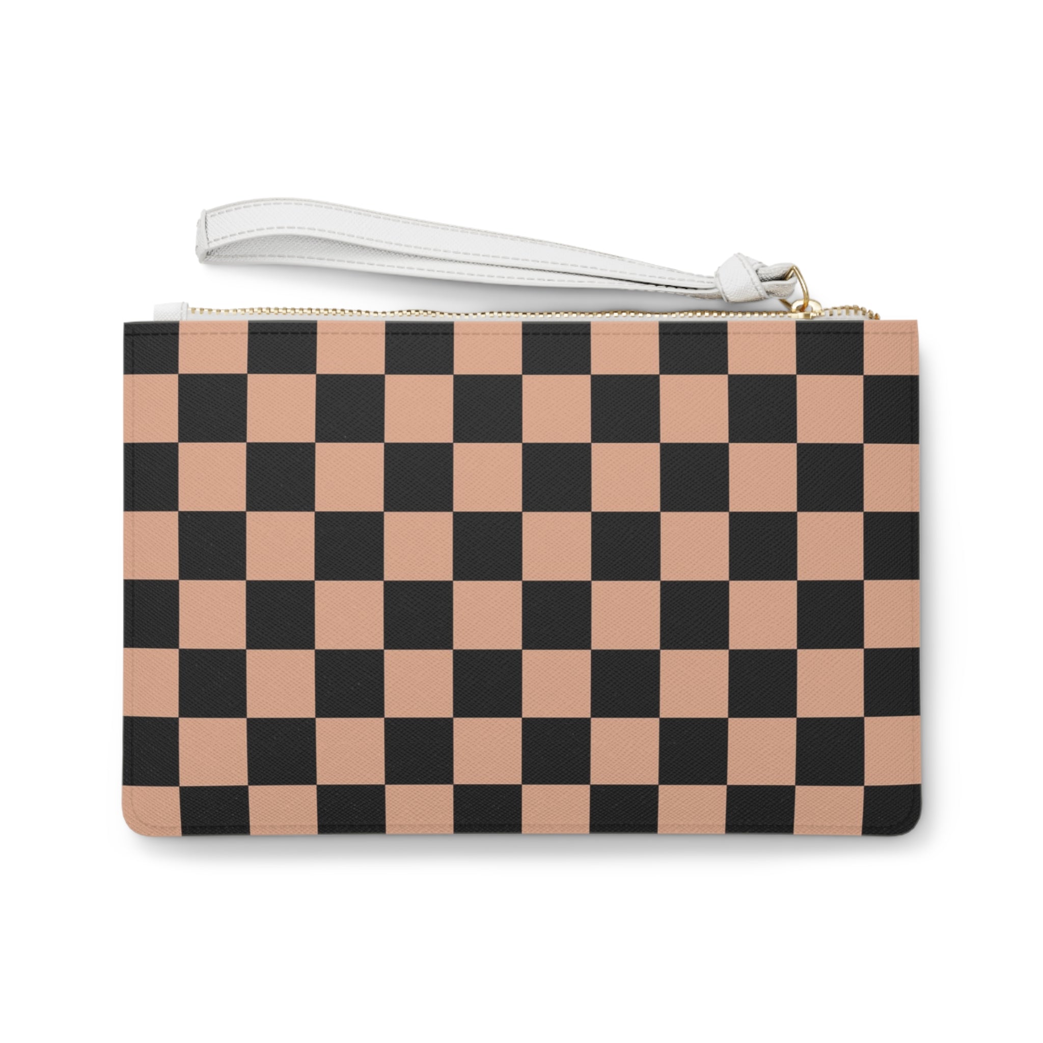 Checkerboard Soft Orange and Black Clutch Bag, Artsulli - Art is Long, Life is Short, Bags, , , , , , , 