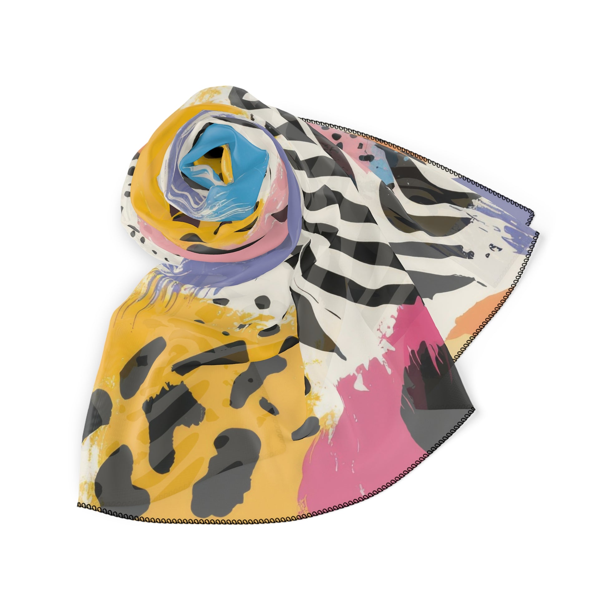Animal Print x Paint Brush Strokes Multi-Color II Poly Scarf, Artsulli - Art is Long, Life is Short, Accessories, , , , , , , 