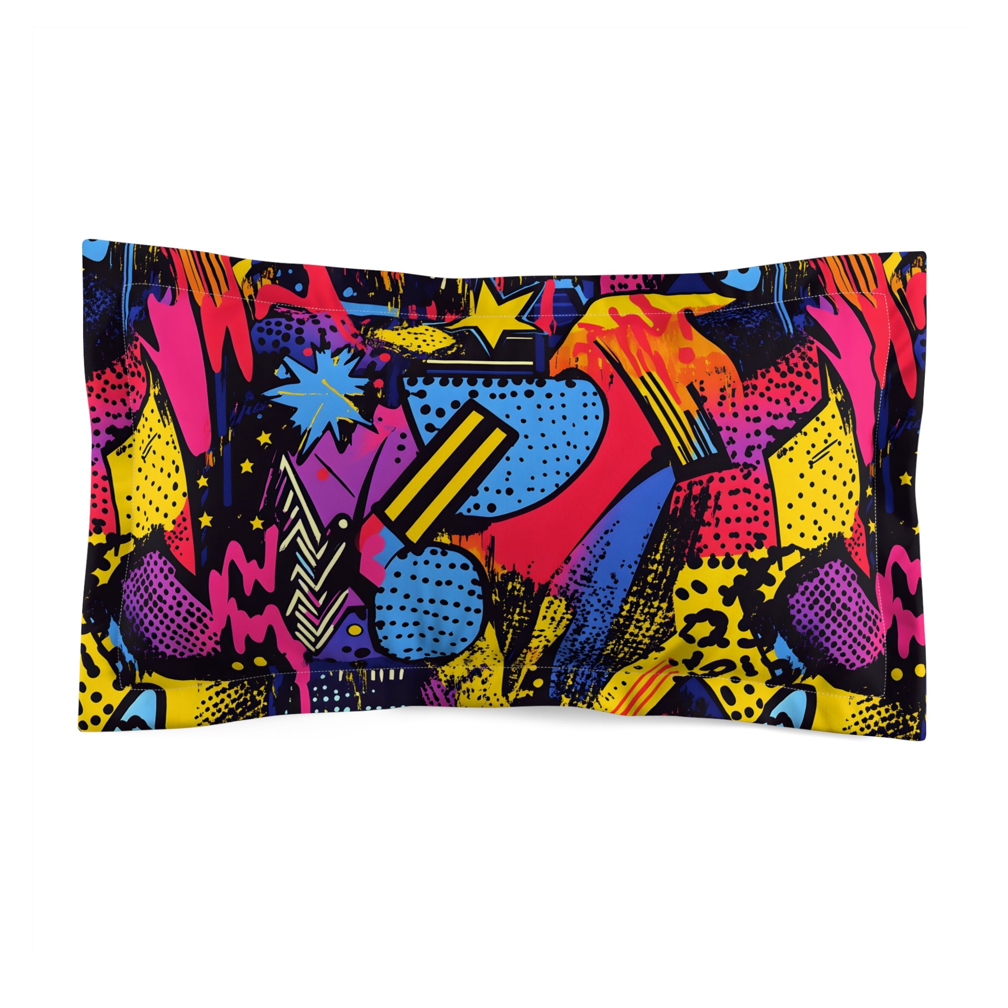 Retro Riot 80s Graffiti Stars Microfiber Pillow Sham, Artsulli - Art is Long, Life is Short, Home Decor, Size, King, , , , , 26705570559461334097