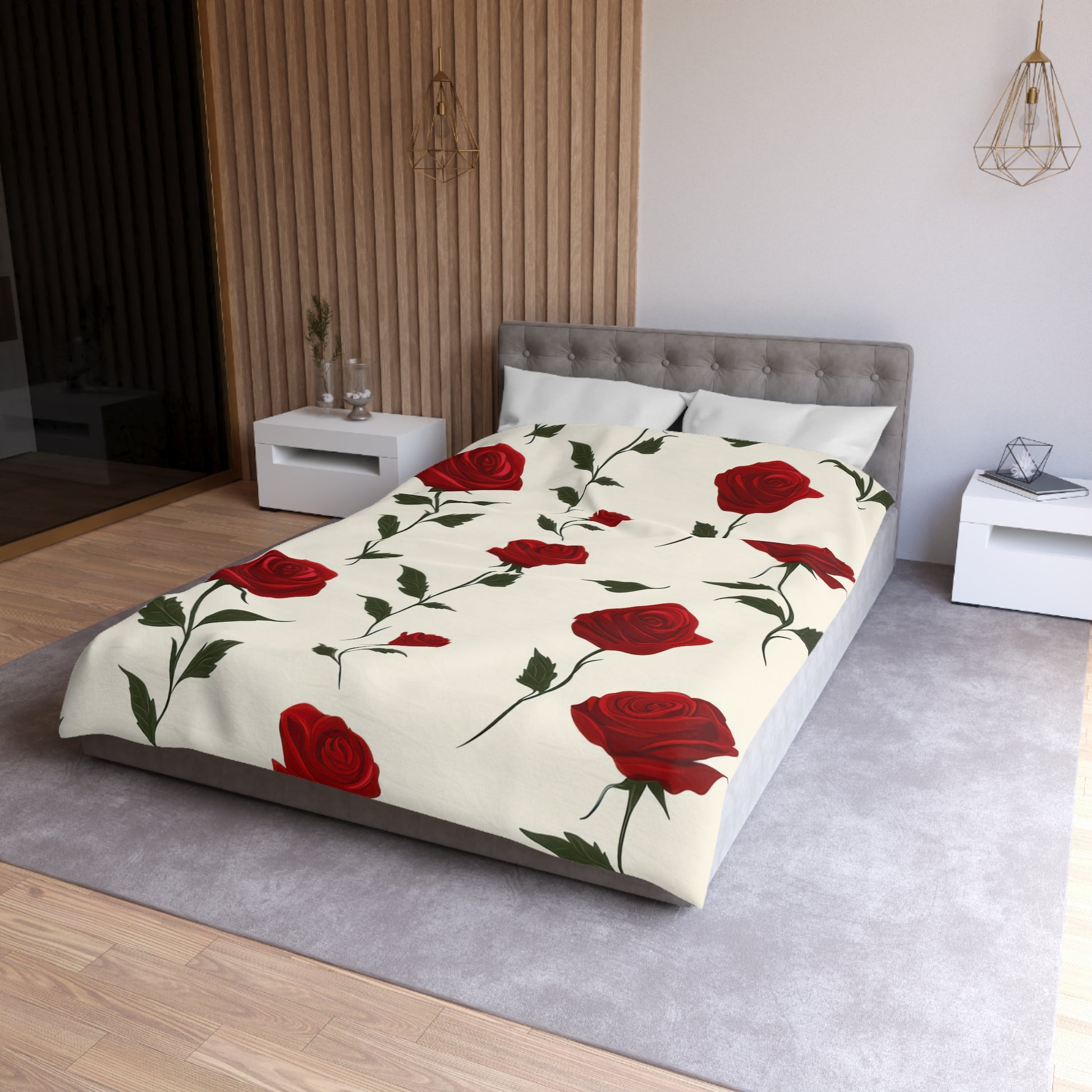 Red Roses Microfiber Duvet Cover, Artsulli - Art is Long, Life is Short, Home Decor, , , , , , , 