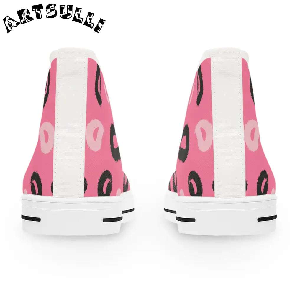 JAKKOUTTHEBXX Pink Leopard Canvas Womens High Top Sneakers 2025