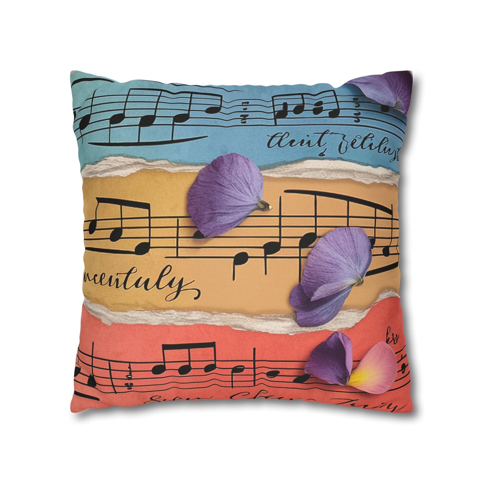 Torn Type Beat Sheet Music Multi-Color Spun Polyester Square Pillowcase, Artsulli - Art is Long, Life is Short, Home Decor, , , , , , , 