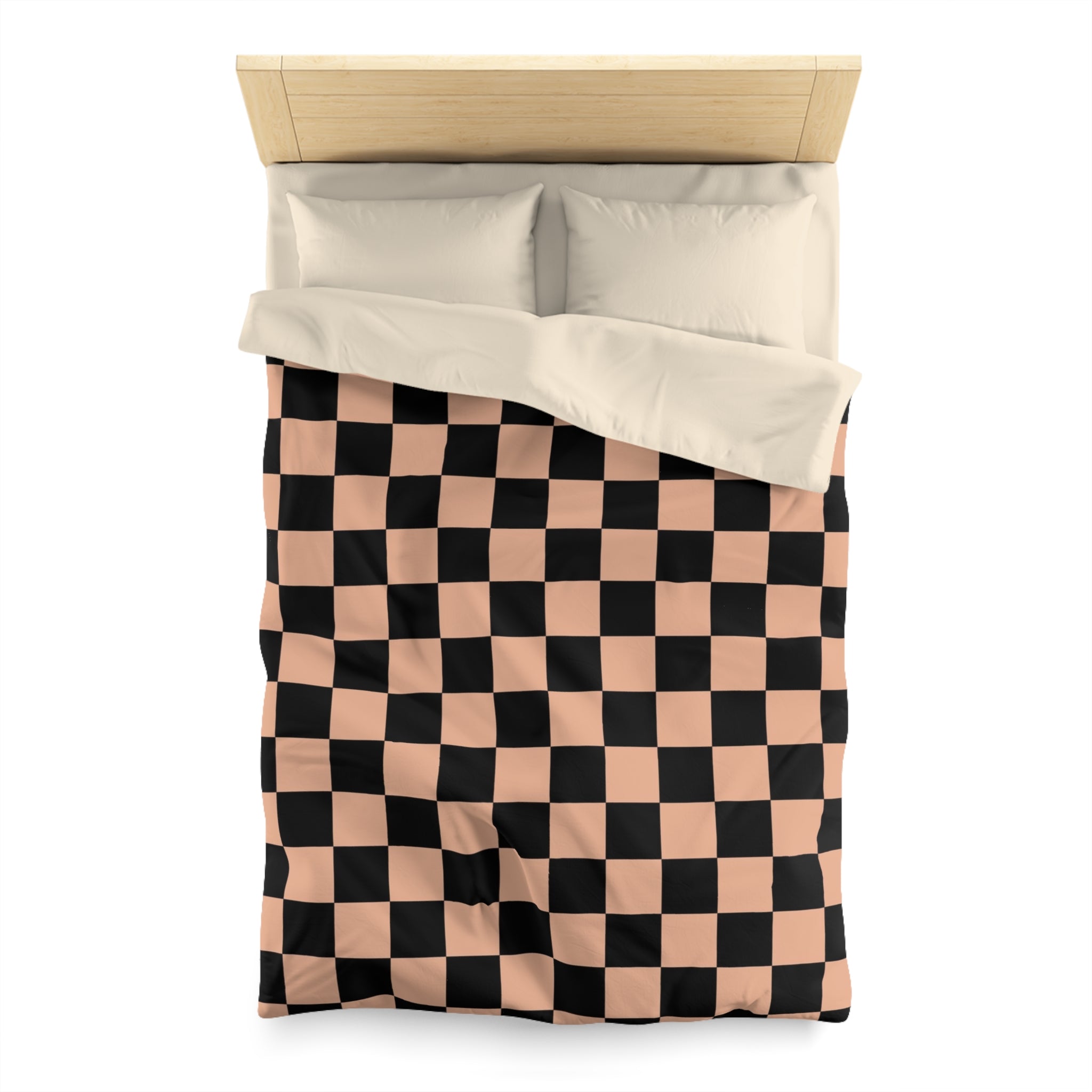Checkerboard Soft Orange and Black Microfiber Duvet Cover, Artsulli - Art is Long, Life is Short, Home Decor, , , , , , , 