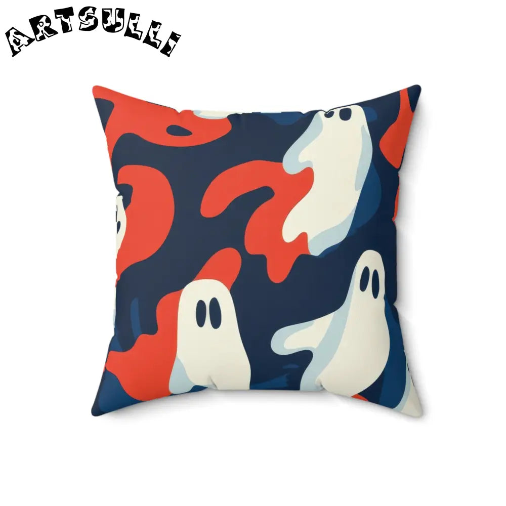 JAKKOUTTHEBXX Camo Ghosts Faux Suede Square Pillow JAKKOUTTHEBXX