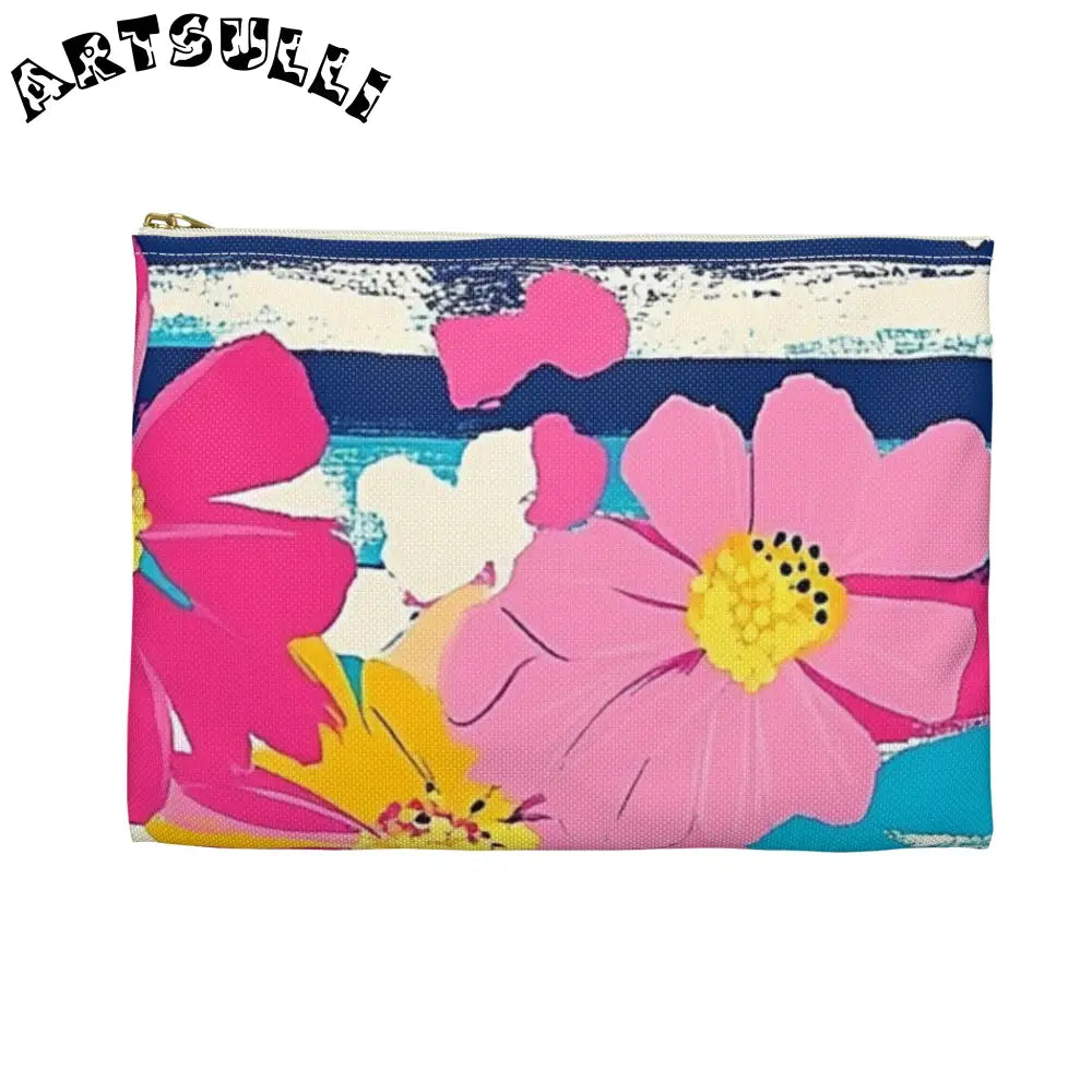JAKKOUTTHEBXX Dayglo Floral Stripes Multi-Color Accessory Pouch