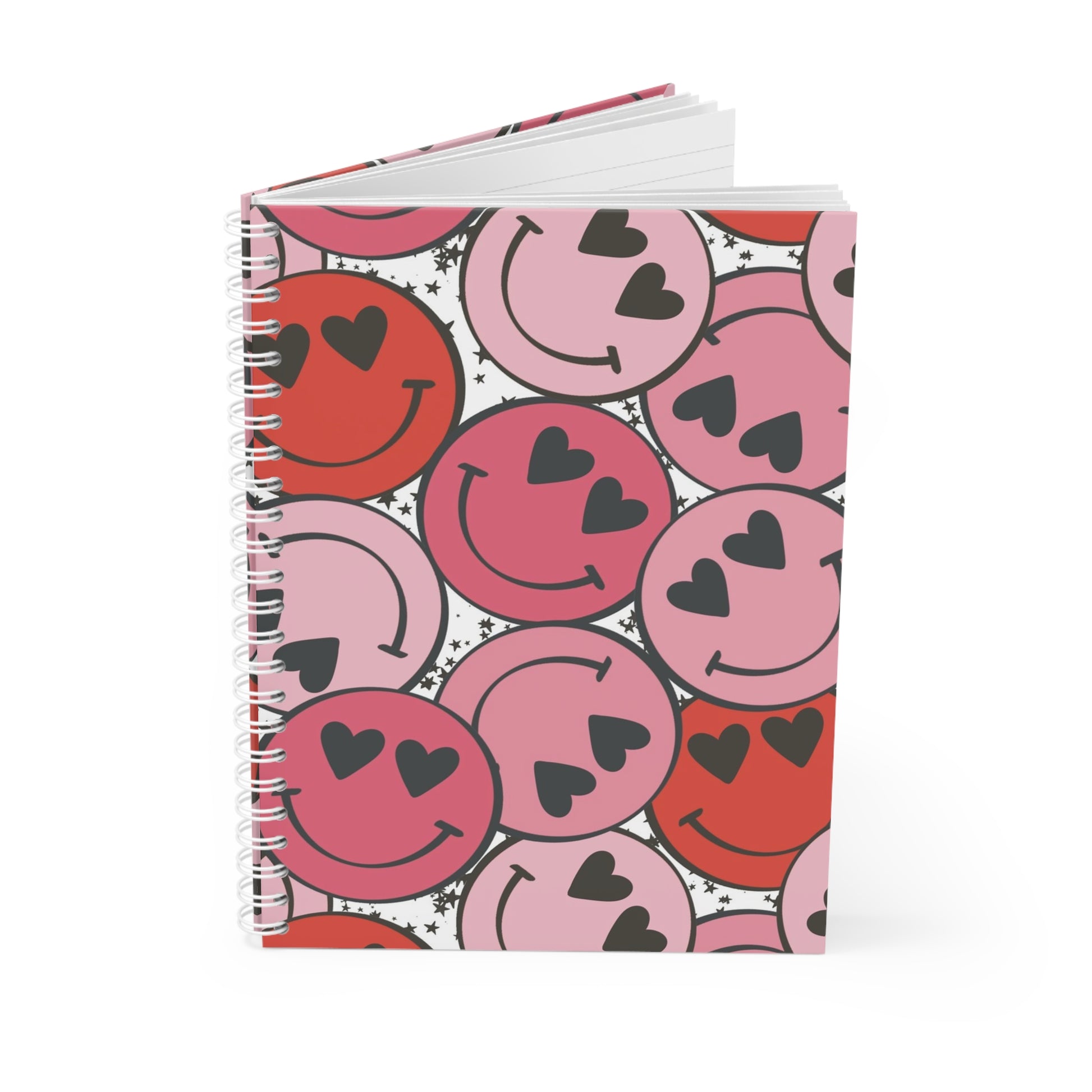 Smiley Face x Heart Eyes Pink and Red Spiral Notebook, Artsulli - Art is Long, Life is Short, Paper products, , , , , , , 