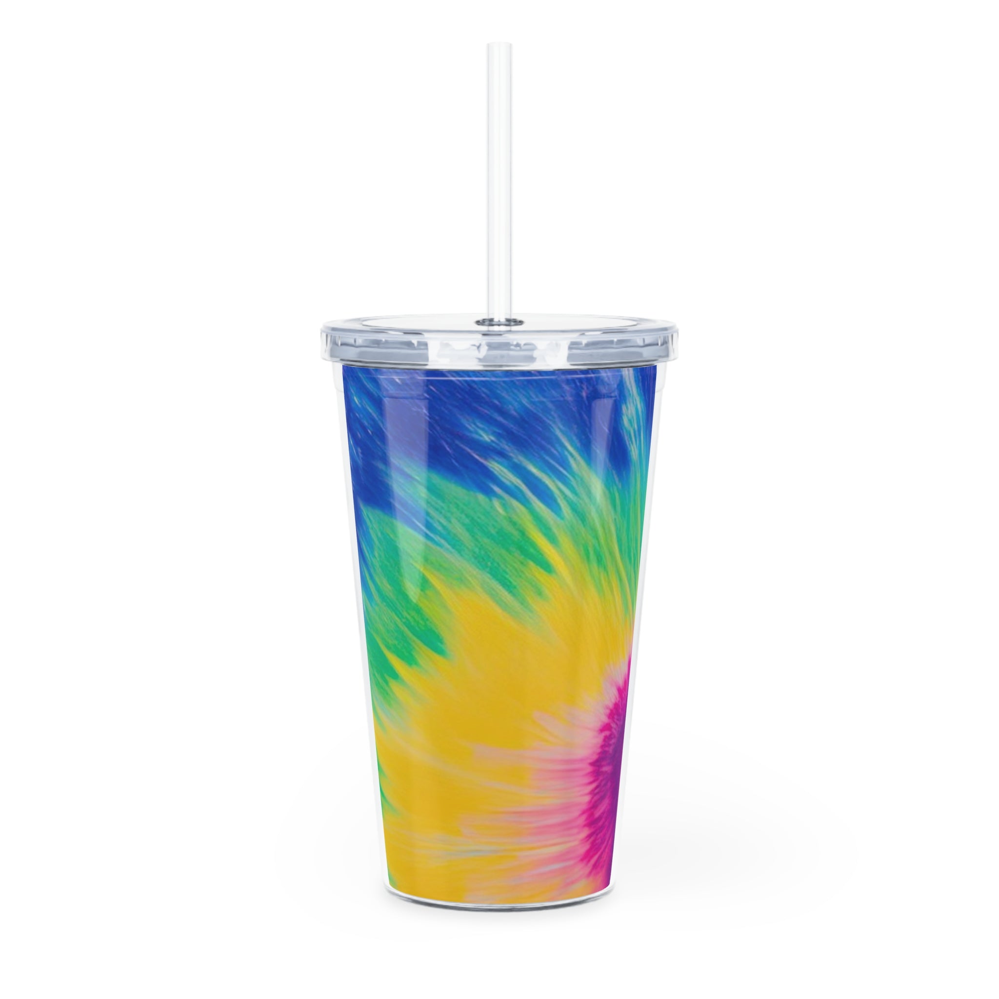 Psychedelic Tie Dye Plastic Tumbler with Straw, Artsulli - Art is Long, Life is Short, Mug, , , , , , , 