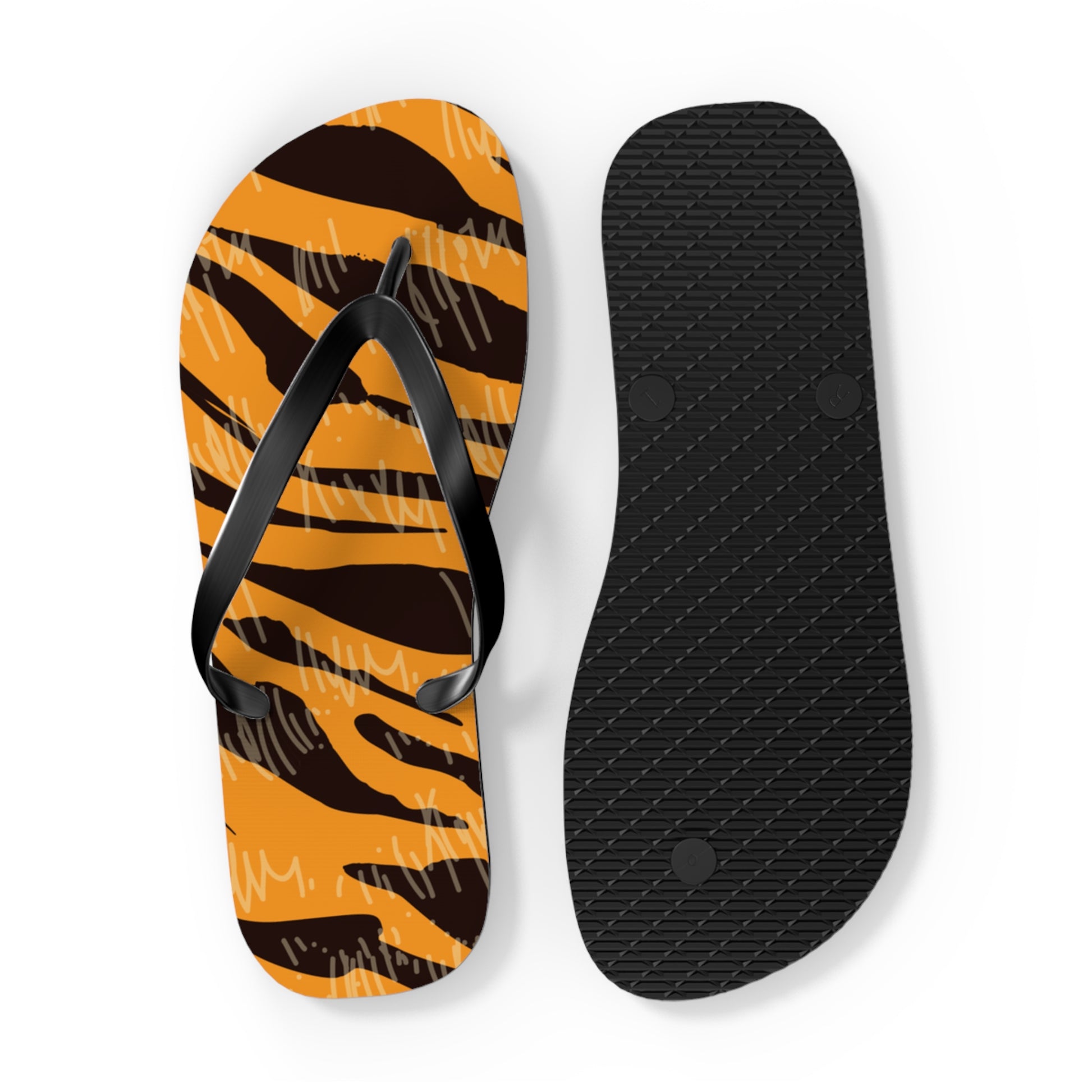 Tiger Scratches Orange & Black Flip Flops, Artsulli - Art is Long, Life is Short, Shoes, , , , , , , 
